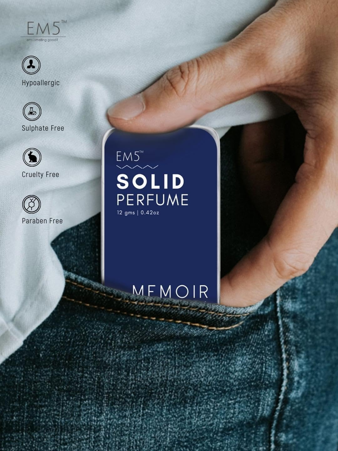 Em5 Memoir & Nero Solid Perfumes | Pack of 2 | Alcohol Free | Cologne for Men & Women | Non-Greasy Perfume Wax | Strong & Lasting Fragrance image number 5