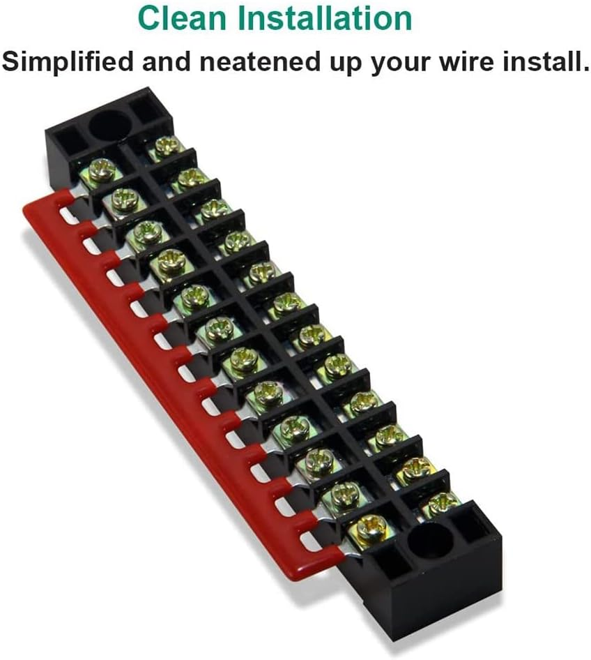 10 Pcs Terminal Block 12 Positions Dual Row 600V 15A Screw Terminal Strip Blocks with Cover Terminal Strip image number 4