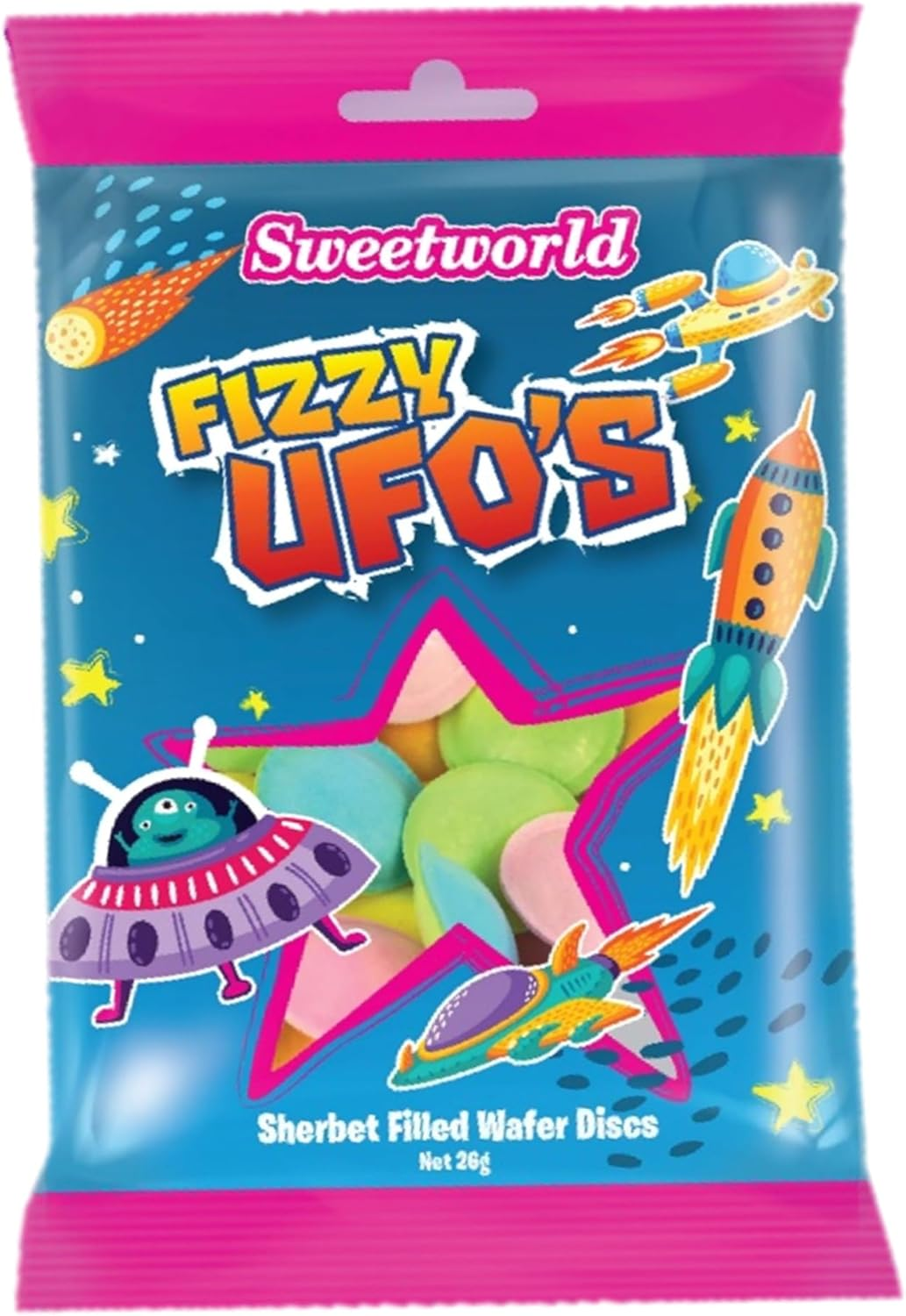 Sweetworld Fizzy Ufos, Sherbet Filled Water Discs, 20G image number 1