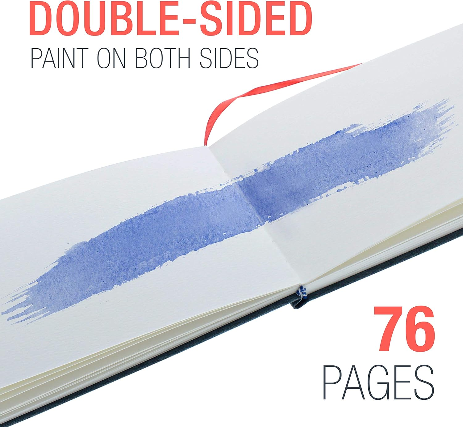 U.S. Art Supply 8.5" X 8.5" Watercolor Book, 2 Pack, 76 Sheets, 110 Lb (230 GSM) - Linen-Bound Hardcover Artists Paper Pads - Acid-Free, Cold-Pressed, Brush Painting & Drawing Sketchbook Mixed Media image number 4