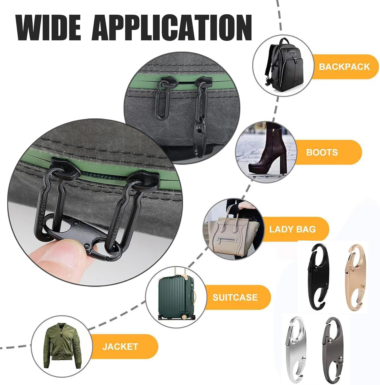 HKYLRAT12 PCS Zipper Clips anti Theft, Zipper Locks for Backpacks Detachable S Shaped Zipper Connectors Double Side Small Zipper Clips for Traveling Camping