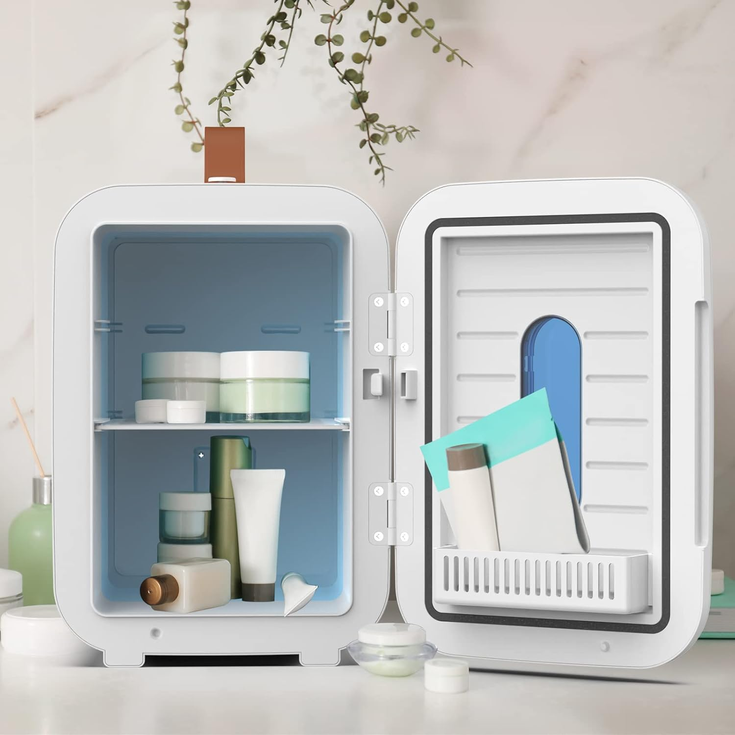 ADVWIN Mini Fridge, 10L Portable Mini Refrigerator Personal Small Fridge Cooler, 12V Compact Car Refrigerator, White image number 3