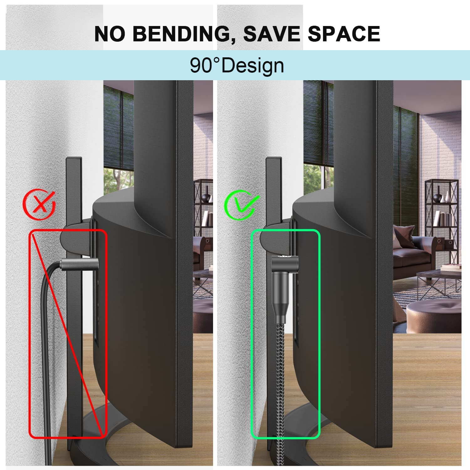 EMK Right Angle Optical Audio Cable Digital Toslink Cables (Gold-Plated Joint, 90 Degree Fiber Optic, SPDIF to TOSLINK, Corner Plug Optic) Optical Cable for Soundbar to TV, DVD, Speaker (0.3M) image number 1