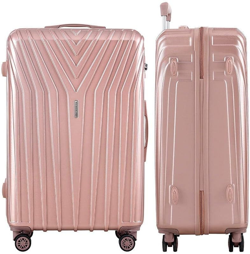 Wanderlite Luggage Set 3Pcs Pink Suitcase Hand Luggages Travel Hard Case Hardside Shell, Lightweight Trolley Carry on Bag Rolling, Small Medium and Large TSA Lock - Black image number 4