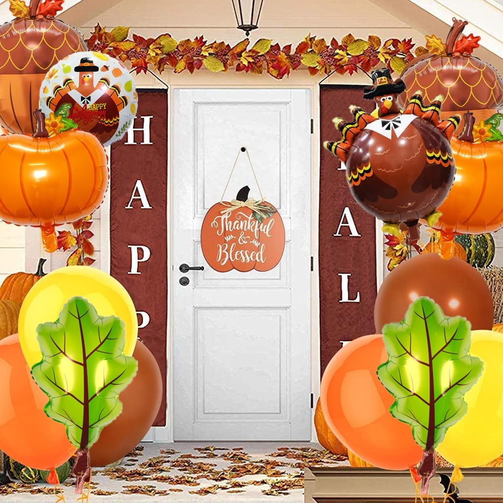 Happy Thanksgiving Balloons - Big Turkey Maple Leaves Pumpkin Balloons for Fall Decorations (Turkey Pack-27Pcs) image number 4