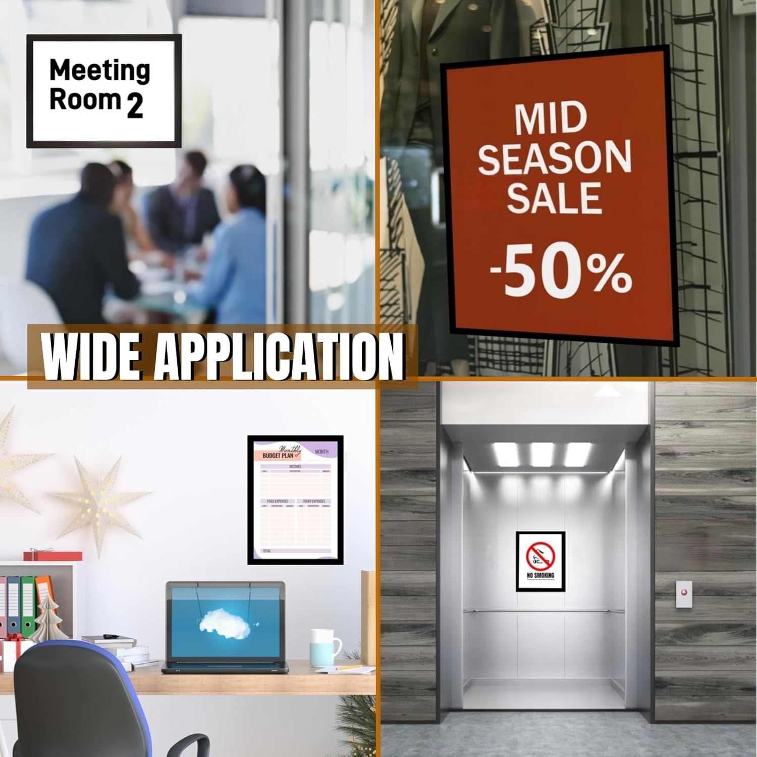 CHDEXU Magnetic Sign Holder A4, 10 Pack Self Adhesive Magnetic Picture Frame, Magnetic Photo Frames for Wall Window Sign Holder, Display Frames for Home Office School image number 2