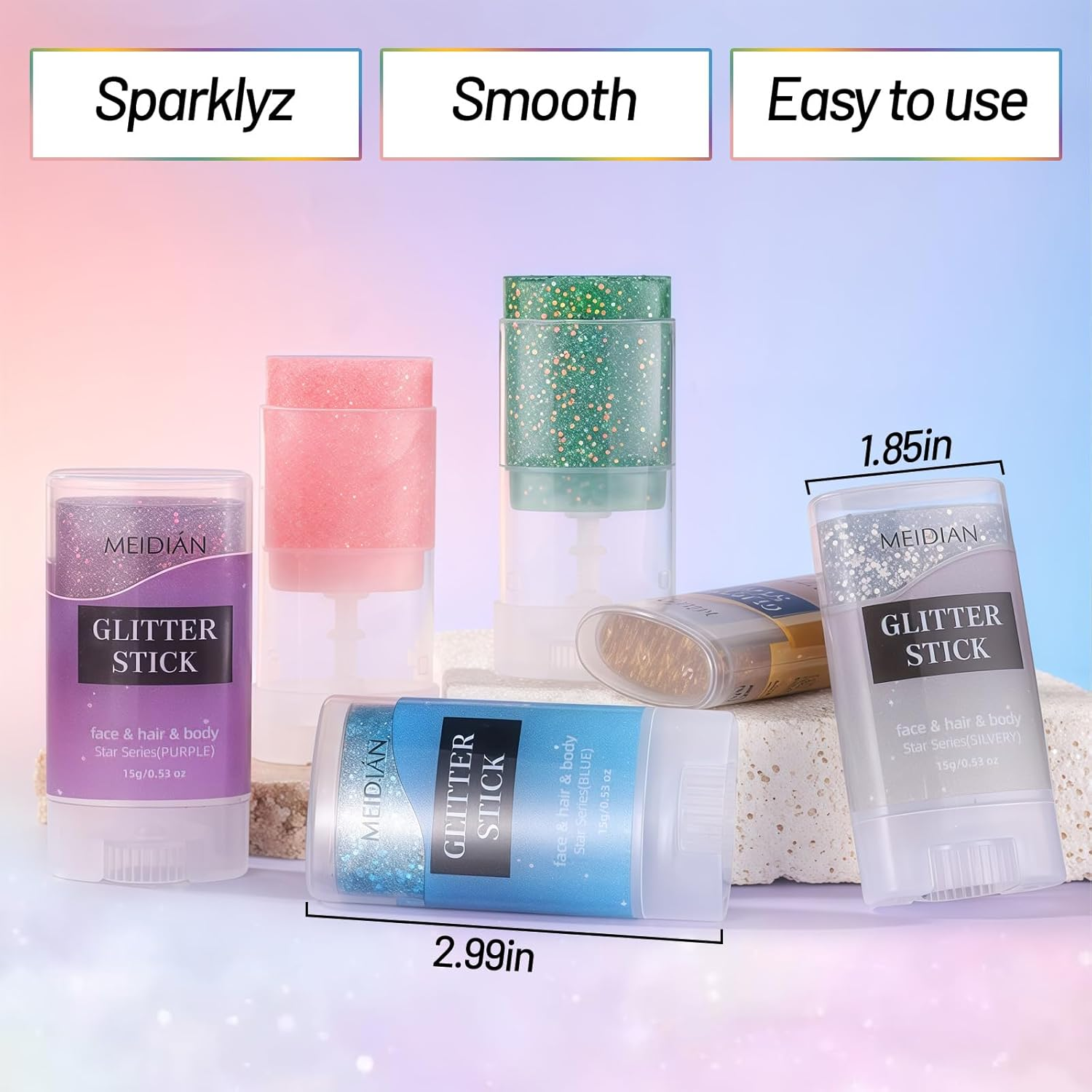 YBUETE Blue Face Body Glitter Stick,Face Chunky Glitter Gel for Singer Concert Outfit Rave Festival Accessories for Women,Glitter Nail Sequins Iridescent Flakes for Festival Rave Halloween Makeup
