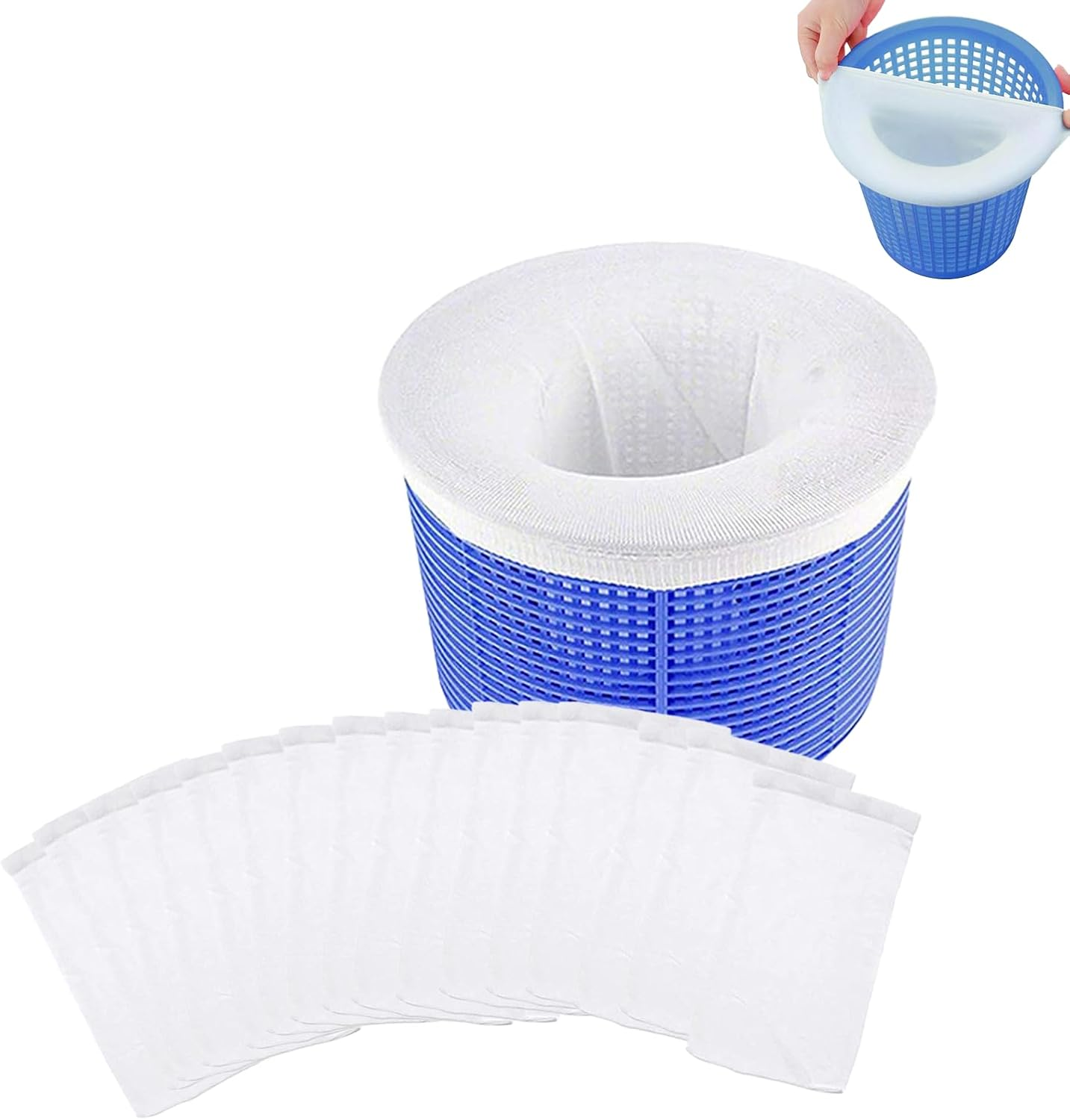 30 Pcs Reusable Pool Skimmer Socks - Ultra Fine Mesh Filter Socks for Effective Cleaning of Debris and Leaves, Compatible with Most Skimmer Baskets (White) image number 5
