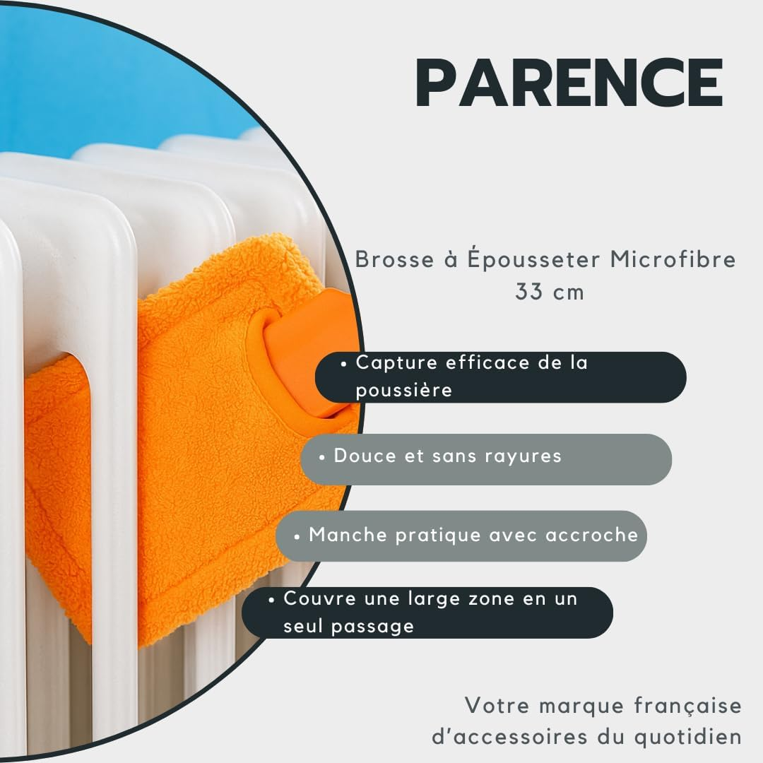 PARENCE - Microfibre Dusting Brush 33 Cm - Plastic Handle with Storage Hole - Easy and Quick Dust Collection Home image number 1