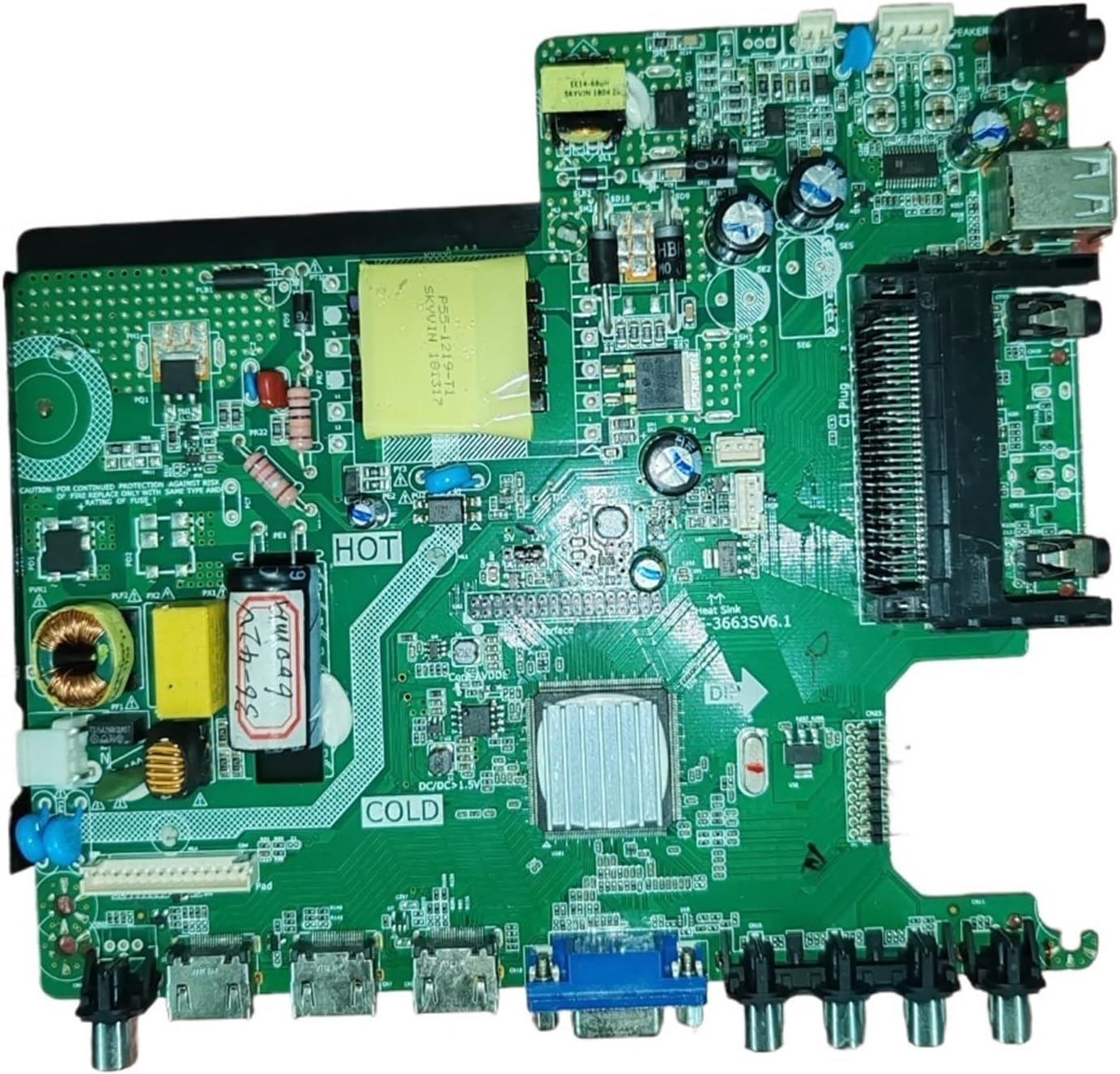 P75-3663SV6.1 Three in One TV Host, Board Testing, Good Physical Photos 35-44V 600Ma 65W or 52-81V 550Ma(62-82V)