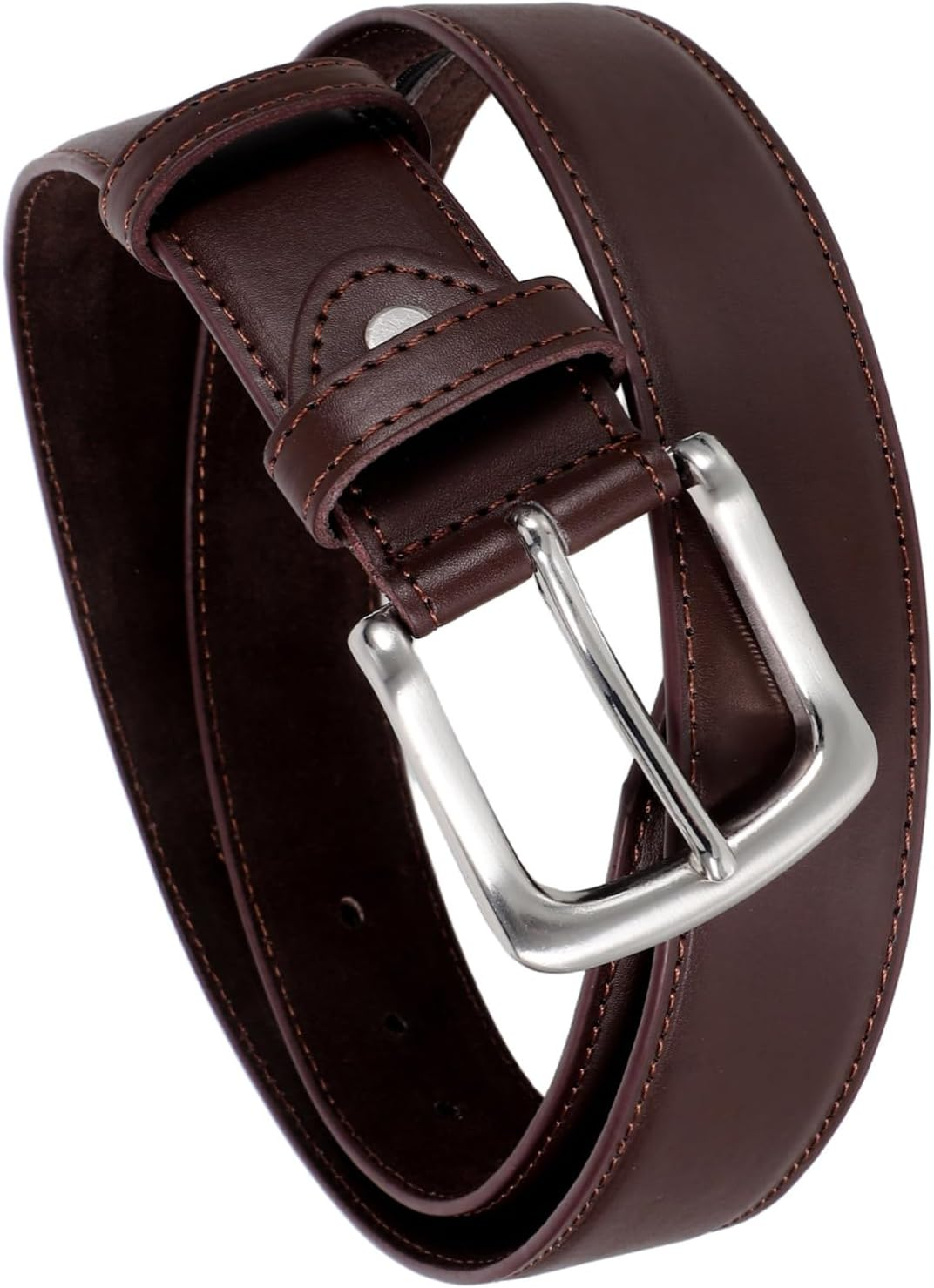 WESIEVYA Mens Zipper Pocket Waist Belt Hidden Money Storage Travel Security Belt for Discreet Cash and Valuables Stylish PU Design Brown for Travel and Daily Use image number 3