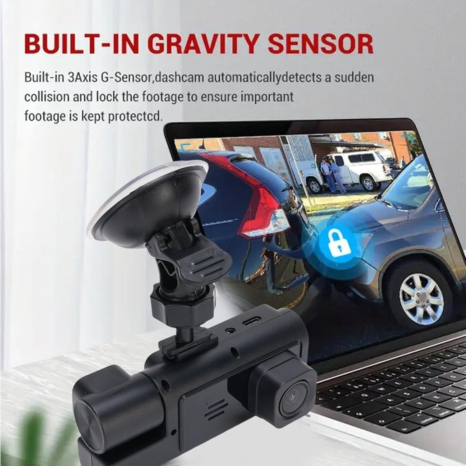 Dpofirs Dual Lens Dash Cam for Cars, 1080P Front, 720P inside Cabin Surveillance with Wifi App Control, Parking Monitor, Driving Car Recorder Wifi Phone Interconnection image number 3