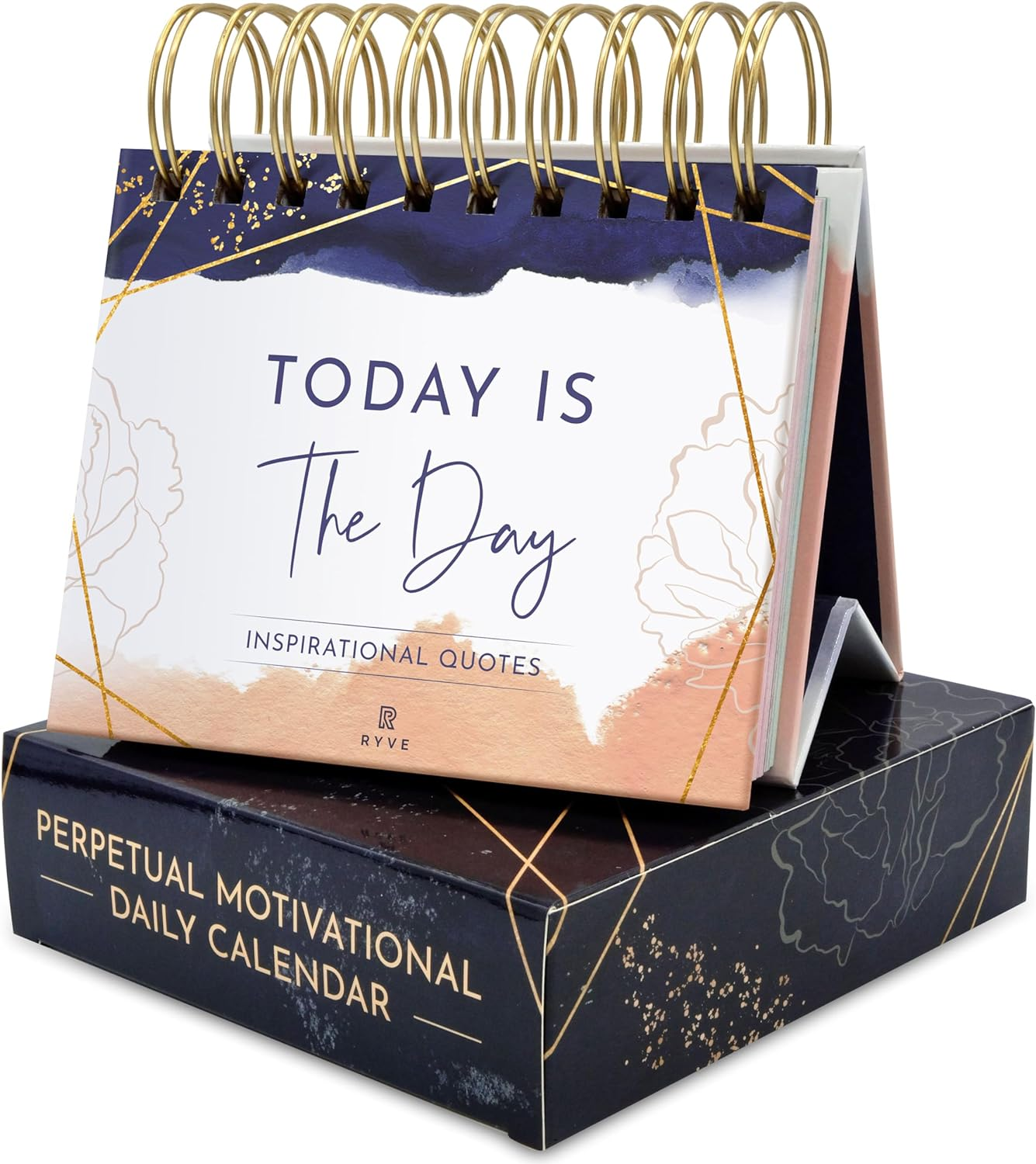 RYVE Motivational Calendar - Daily Flip Calendar with Motivational Quotes - Inspirational Love Gifts for Women, Office D&eacute;cor/Office Gifts, Desk Decorations for Women, Pink