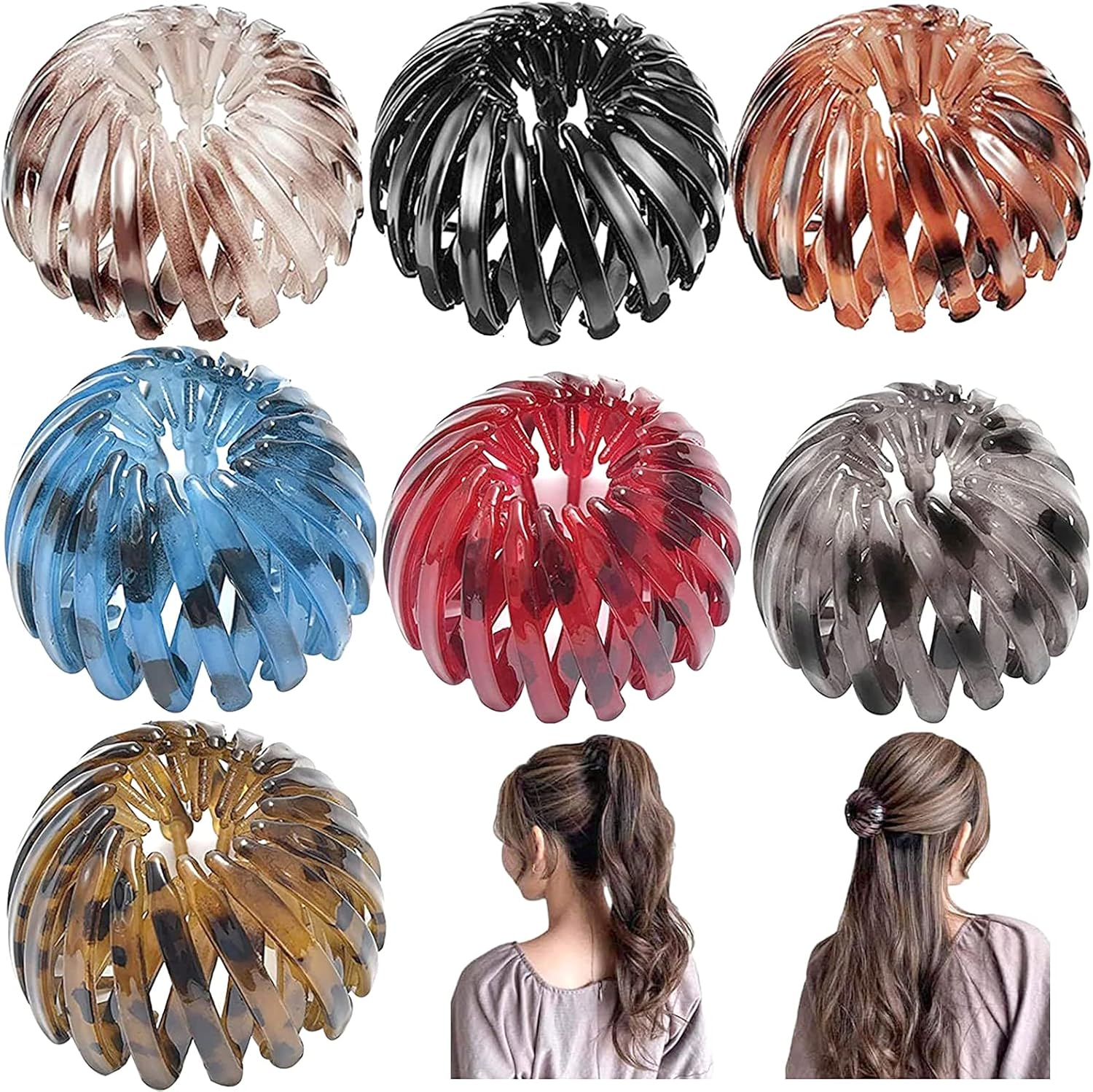 Pack of 7 Bird Nest Hair Clips Women'S Simple Ponytail Holder Haircut Bird Nest Hair Bobbles Expandable Headdress Headband for Women Girls image number 5