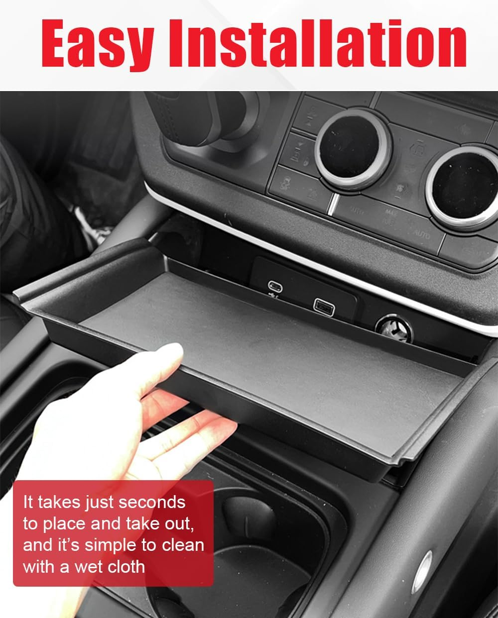 Evgoxmods 3PCS Center Console Organizer Compatible with 2020-2024 Land Rover Defender 90 110 130 (ONLY for Refrigerator Version) Armrest Storage Box Insert Tray Sets Interior Accessories image number 1