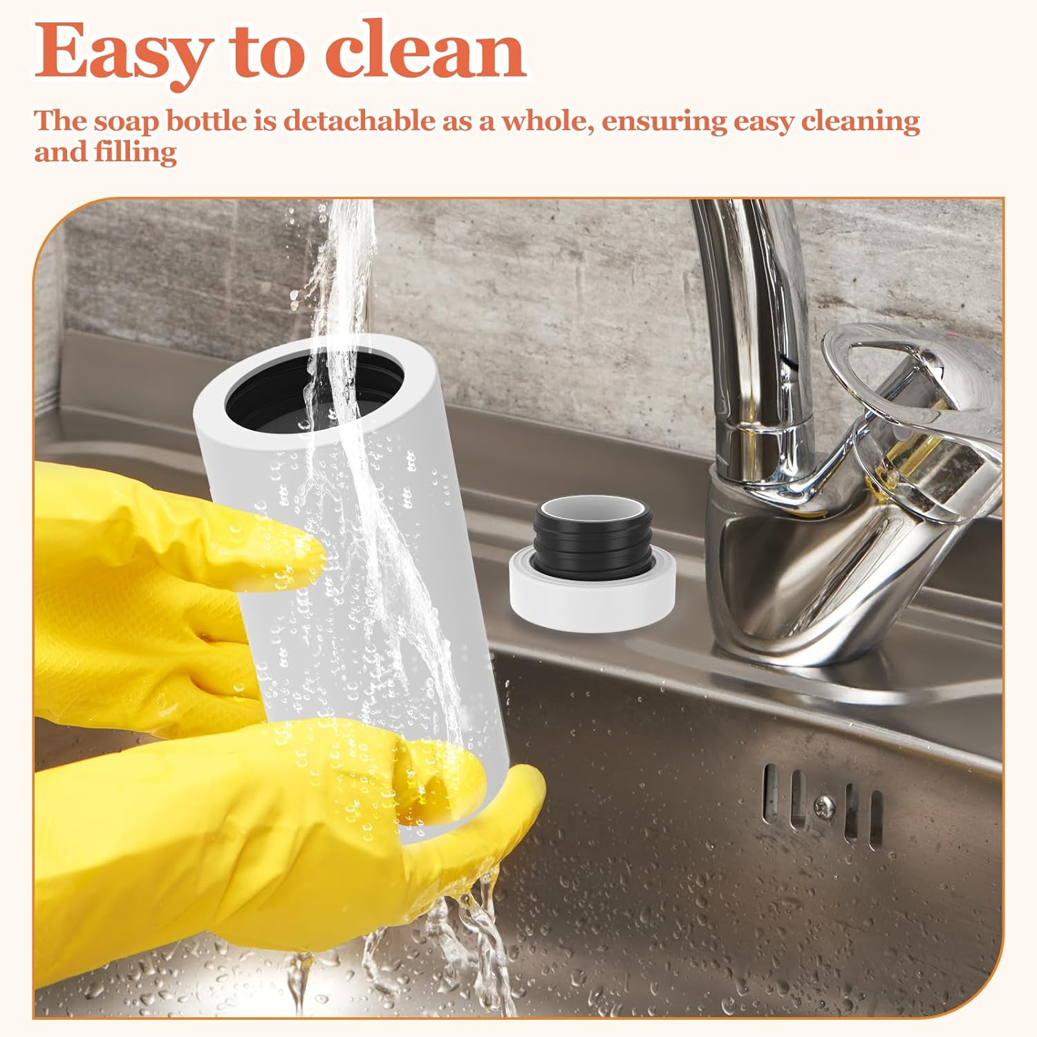 Silicone Dish Soap Dispensers, Refillable Dish Soap Squeeze Bottle, 240Ml Dishwashing Liquid Dispenser, Portable Hand Soaps Bottle for Kitchen Sink (White) - Black image number 2