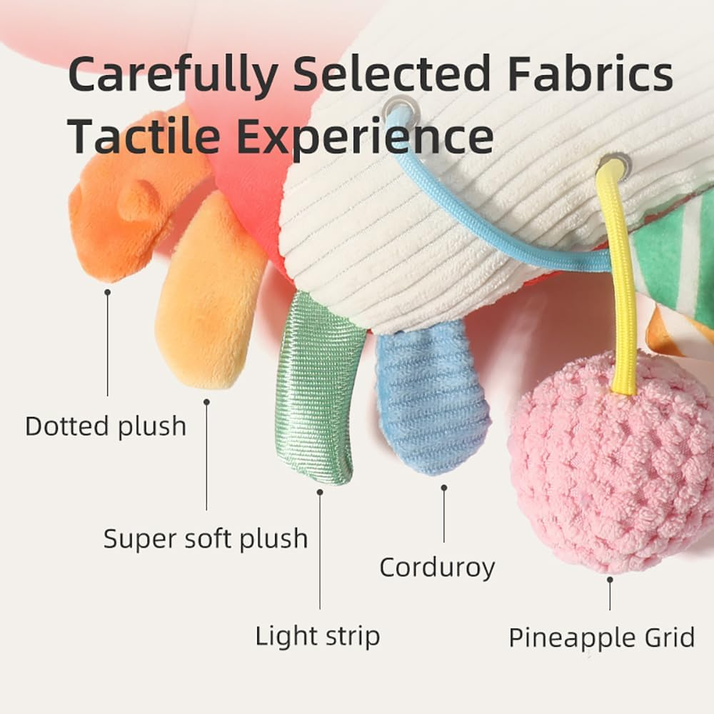 Crab Car Seat & Stroller Toy for Babies 0-12 Months, Sensory Hanging Toy with Rattle, Mirror, Squeaker, Bpa-Free Pull Strings, Fine Motor Skills Baby Newborn Infant Boy Girl image number 6