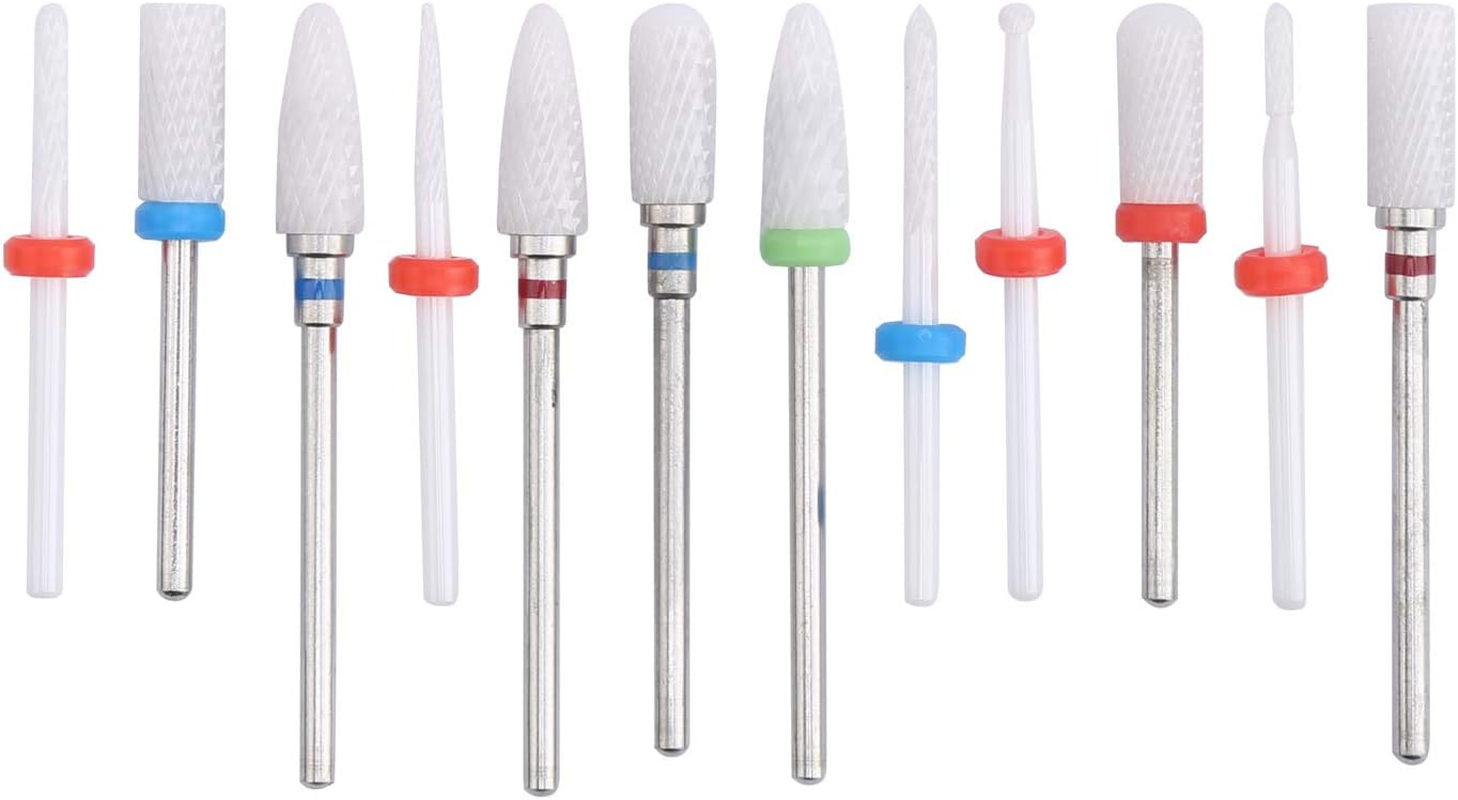 12Pcs Ceramic Milling Cutter Drill Bit Electric Grinding Machine Kit Files for Nails image number 6