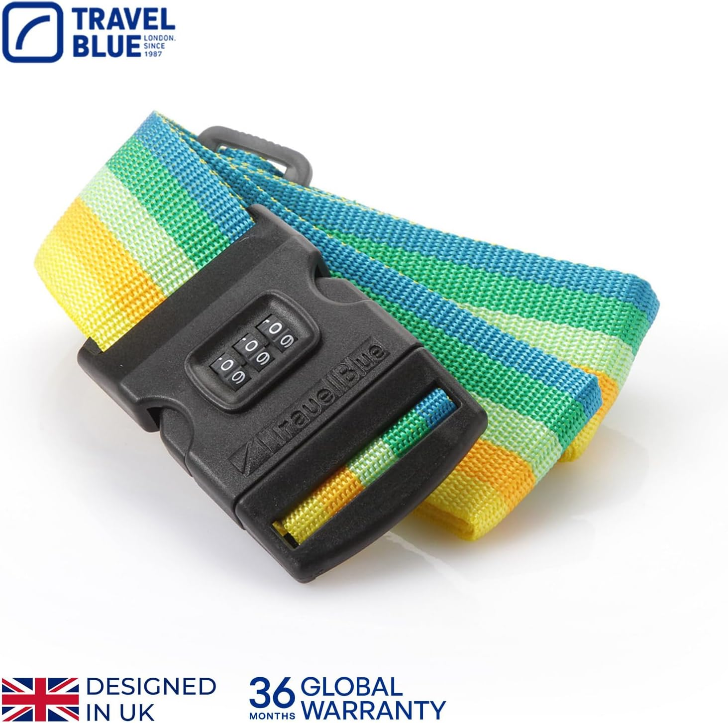 Travel Blue Luggage Straps - 3 Dial Combination Suitcase Straps, Multicolour, 200Cm Length, Secure Your Belongings with High-Impact Buckle and Integrated Address Label, Fits All Luggage Sizes image number 5
