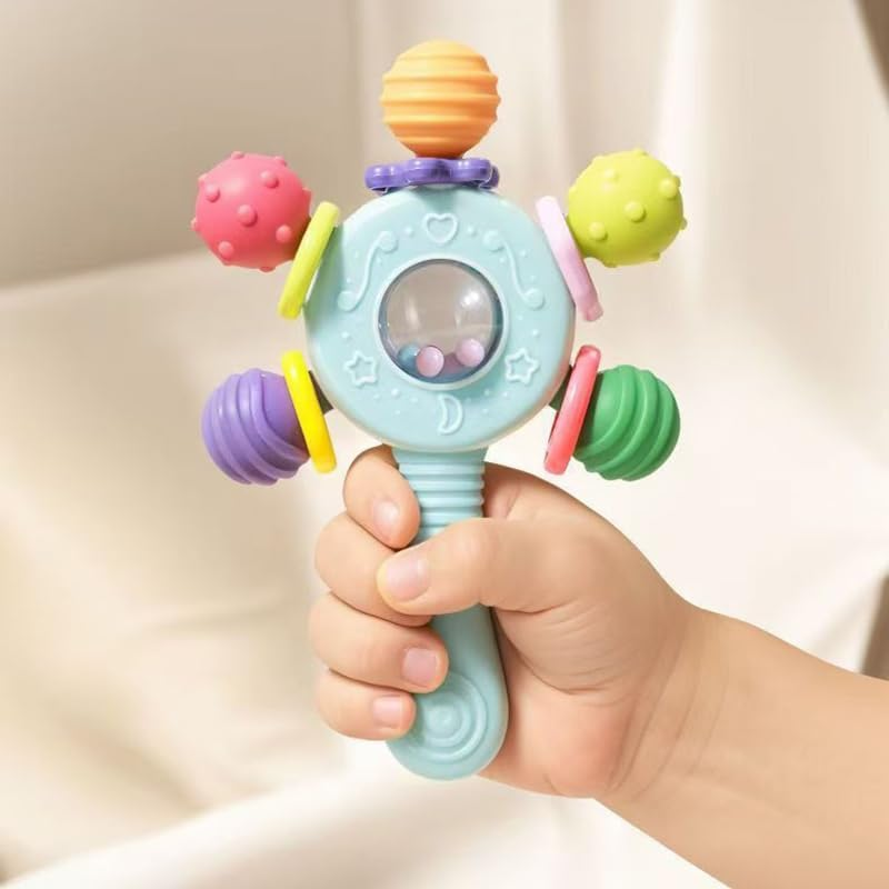 Baby Montessori Sensory Toys for 0-6 6-12 Months, Baby Teether Teething Toy for Babies 0 3 6 9 12 18 Months, Newborn Infant Learning Developmental Toys Gifts for 1 2 Year Old Boys Girls (Blue) - Pink image number 2