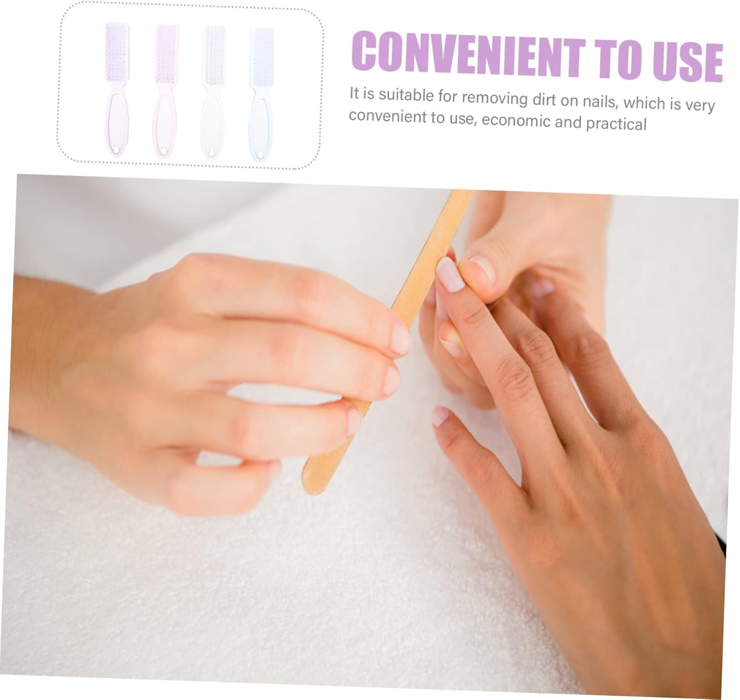 SHERCHPRY 8Pcs Nail Art Cleaning Brush Professional Nail Tech Tools Pp Material Ergonomic Handle Compatible image number 3