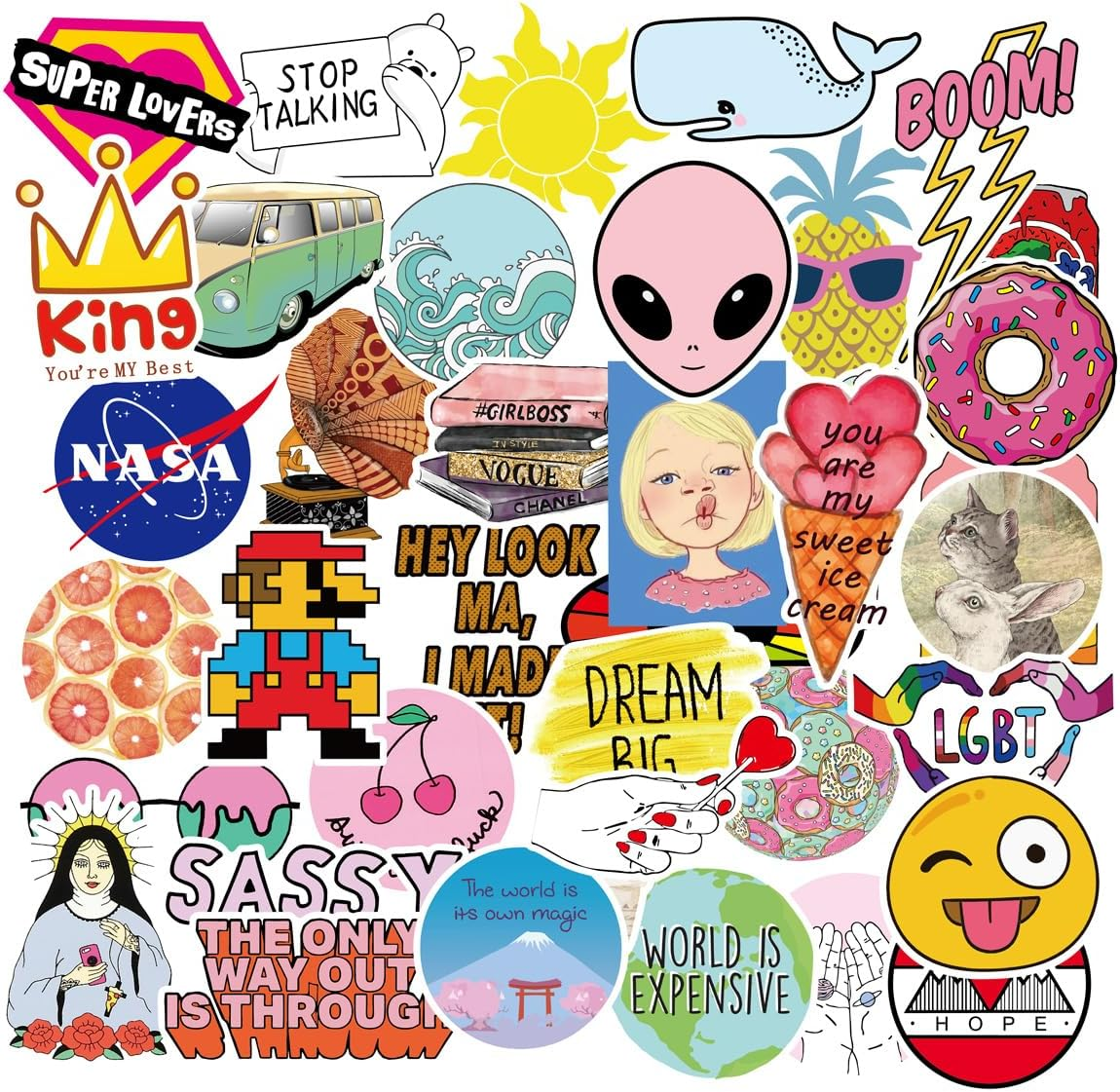 100Pcs Cool Brand Skateboard Teens Skate Stickers for Laptop Water Bottles Car Luggage Bicycle Helmet Motorcycle Bumper (100Pcs World Travel Sign) image number 4