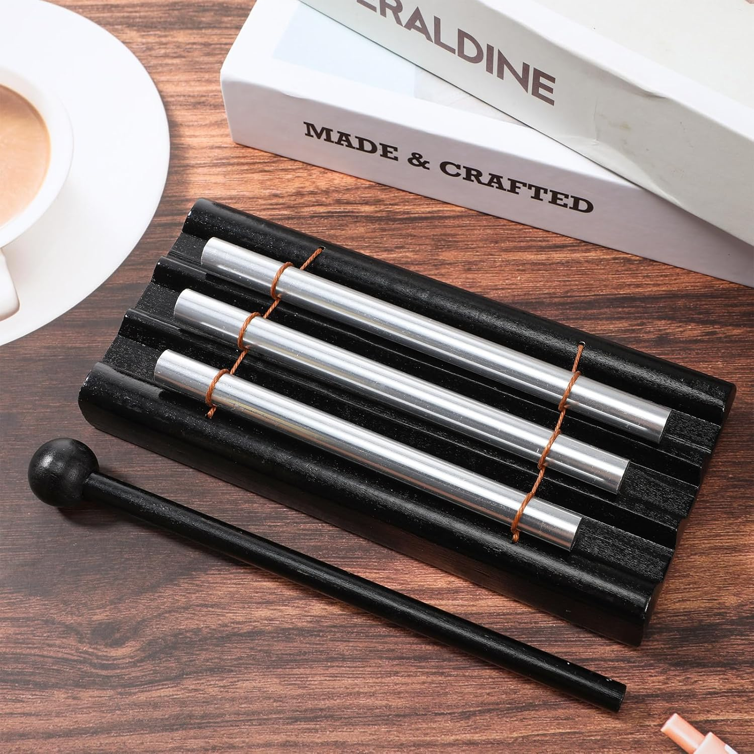 Classroom Chime Meditation Chimes Trio Teacher Three Tone Hand Bell for Management Mindfulness Percussion Instrument Reminder with Mallet Storage Bag for Prayer Teacher Gift Eastern Music Yoga image number 5