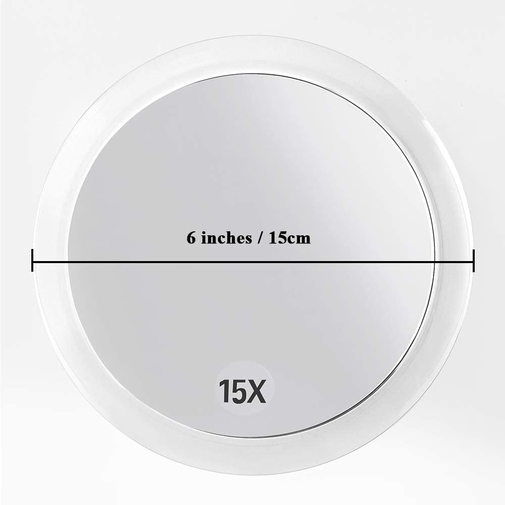 15 X Magnifying Mirrors (15 Cm Round) with 3 Mounting Suction Cups for Precise Makeup Eyebrows/Tweezers - Blackhead/Blemish Removal - Bathroom/Travel Makeup Mirror (Rose Gold) image number 6