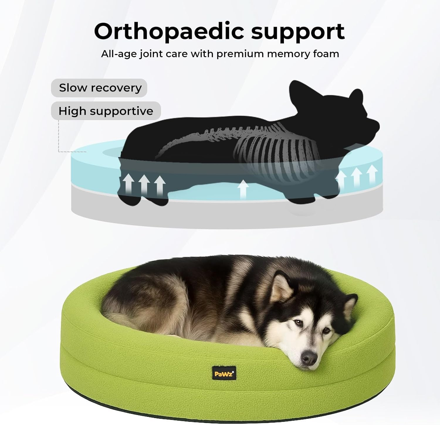 Pawz Orthopedic Dog Bed, Calming Donut Dog Bed,Pet Bed with Supportive Memory Foam,Machine Washable Dog Mat with Removable Cover,Anti-Slip,Waterproof Dog Bed Sofa for Extra Extra Large Dog(Green) image number 5