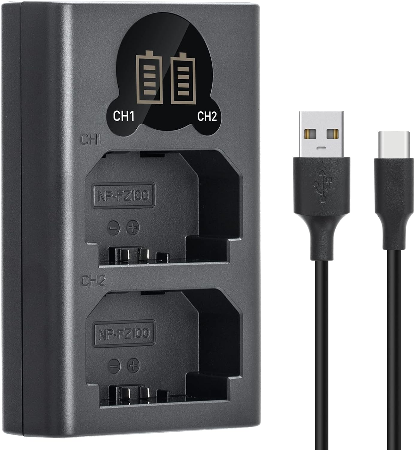 Kimaru NP-FZ100 Battery Charger, Double Slot BC-QZ1 Charger for Sony Alpha ZV-E1, FX3, FX30, A1, A7C, A9, A9 II, A7R III, A7R IV, A7S III, A7 III, A7 IV, A6600, A7R V, A6700, A7C II Cameras. image number 1