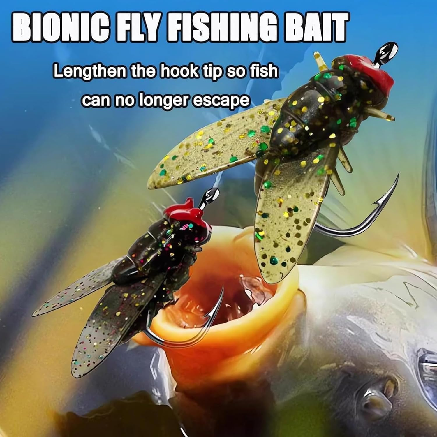 Bionic Fly Fishing Bait,20Pcs Fly Fishing Flies, Bionic Flies Fishing Lure, Bionic Fly Fishing Fly Hook, 2024 New Fly Hook Soft Bait Add Fish Attractant Fishing Gear