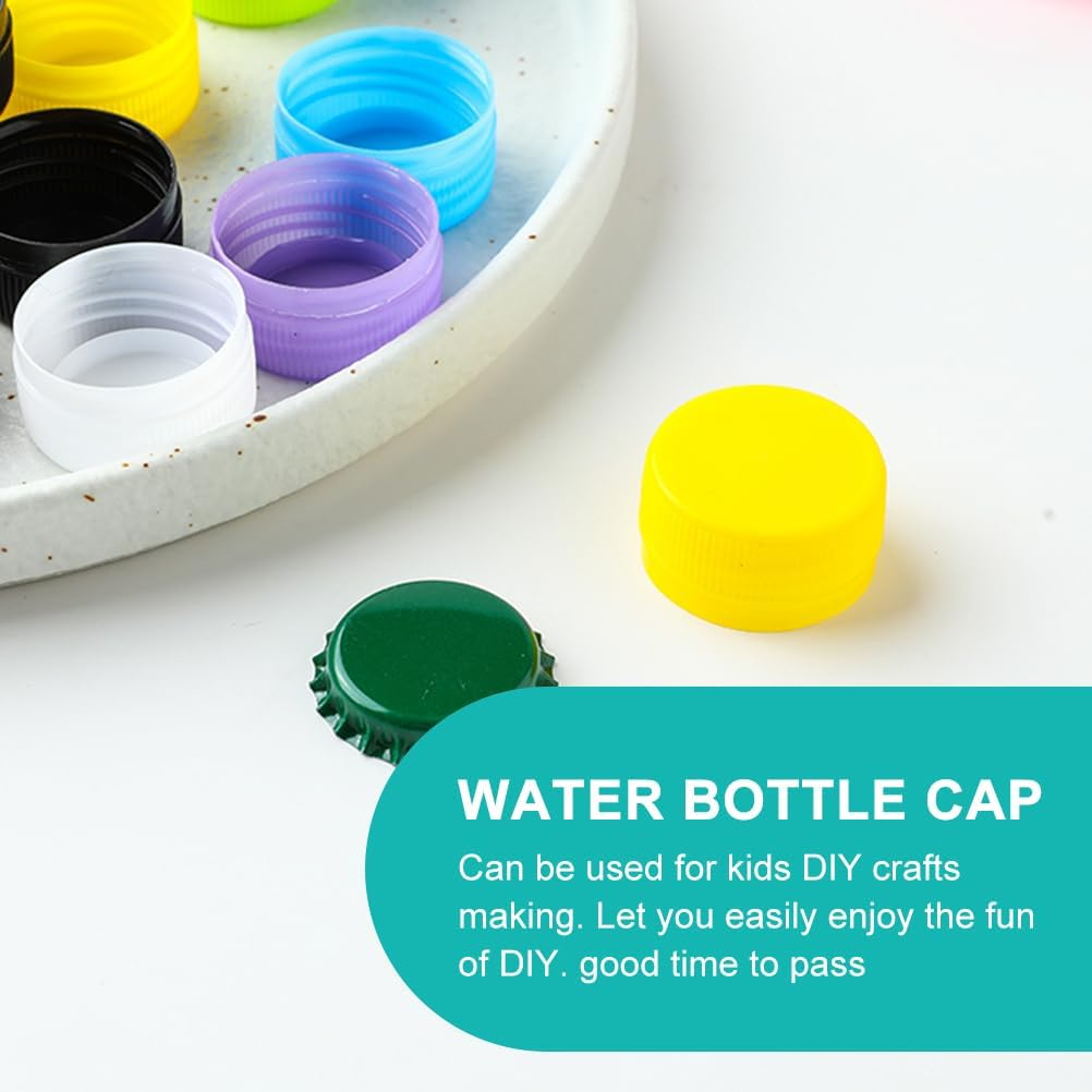 POPETPOP 200Pcs Bottle Cap Bottle Lid Bottlecaps Decor Bottles and Caps Embellishments Caps Stoppers for Bottles Milk Bottle Tops Decked Kids Crafts Child Bottle Stickers Plastic Flat image number 2