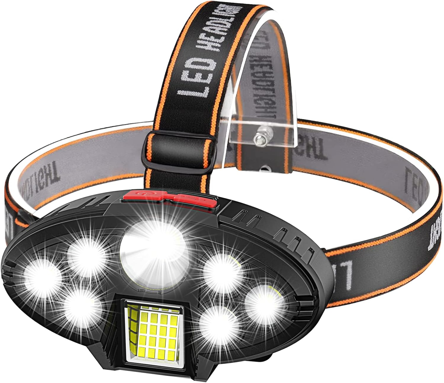 DAWINSIE LED Rechargeable USB Headlamp, 7 LED + 16 SMD Head Torch, 4 Modes, Waterproof, Perfect for Work, Outdoor, Camping, Hiking, Fishing image number 1