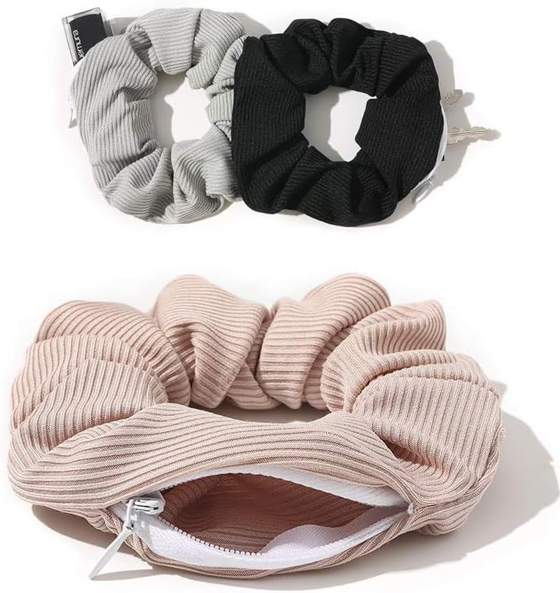 Gurxi Pack of 6 Hair Bobbles with Zip, Scrunchie Scrunchies, Women'S Hair Tie, Velvet Hair Friendly Hair Bobbles, Soft Elastic, Colourful Hair Accessories for Girls, Women, Ponytail image number 4