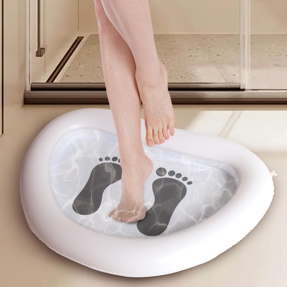 Baiao Inflatable Pool Foot Bath Basin, Beach Foot Wash Pool Portable, Swimming Pool Clean Feet Accessories with Air Pump, for Pool Entry Ladder Home Spa Clean Feet above Ground Pool Accessories image number 5