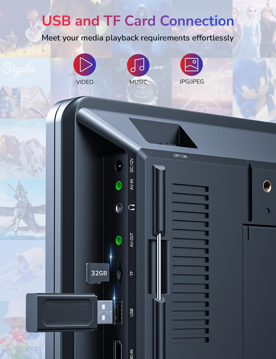 Gonavidio 10.1" Dual Portable DVD Players for Car with HDMI Input, 5 Hours Battery, Car DVD Player Support USB/SD Card, Play Same/Different Movies (2 X DVD Player)