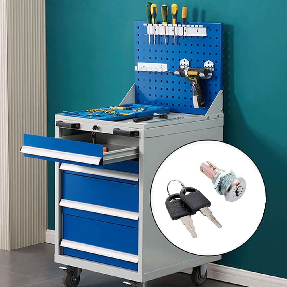 NYGHMY 2 Pcs Cabinet Locks with Keys, Toolbox Lock, Universal Craftsman Tool Box Lock, Toolbox Lock Iron Cabinet Insert Linkage Drawer Lock Set, Easy to Install image number 6