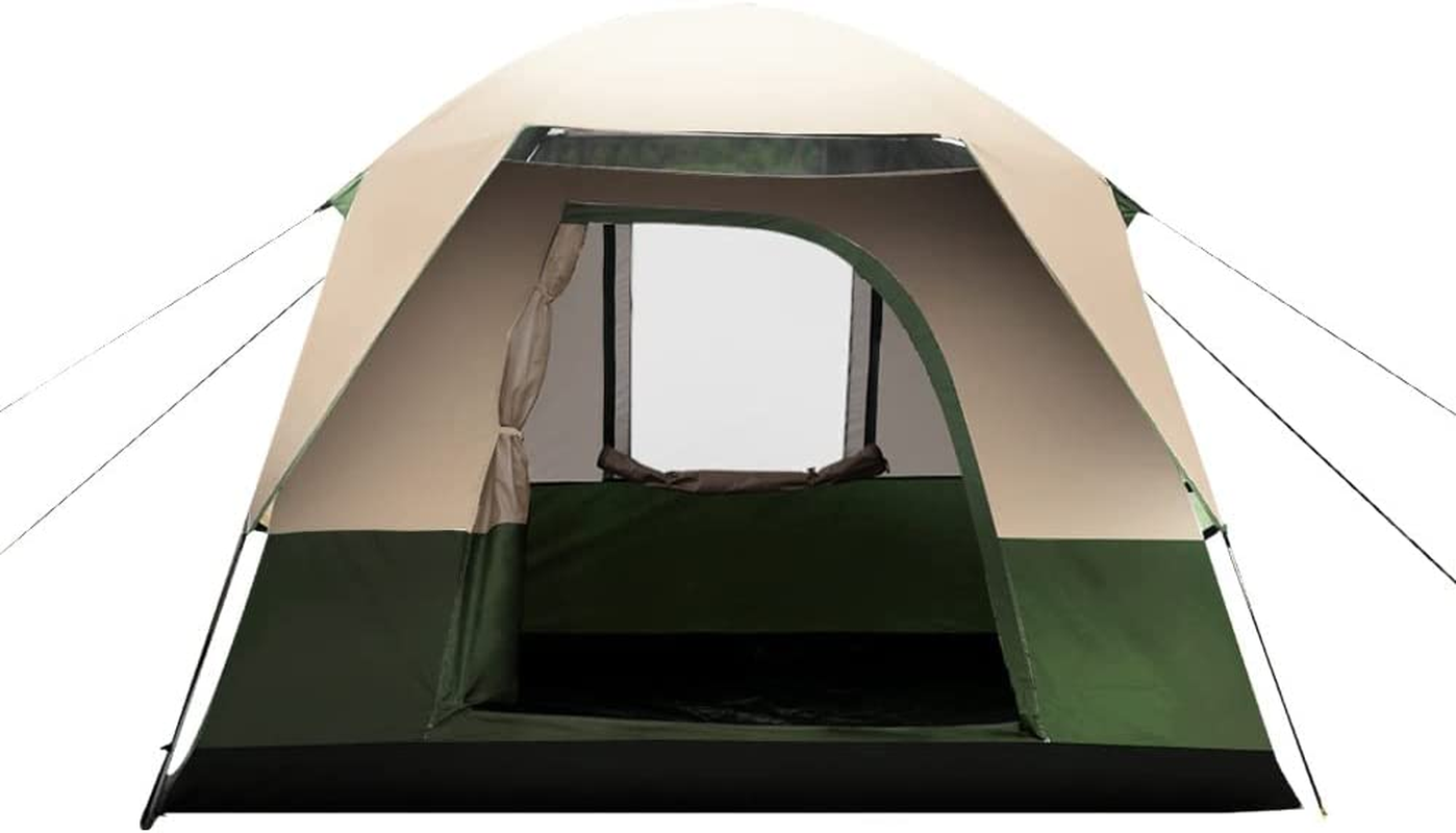 Weisshorn Camping Tent, 4 Person Easy Setup Family Dome Tents Outdoor Travel Hiking Beach Trip, Portable Shelter Sun Protection Water Resistance Khaki Green image number 2