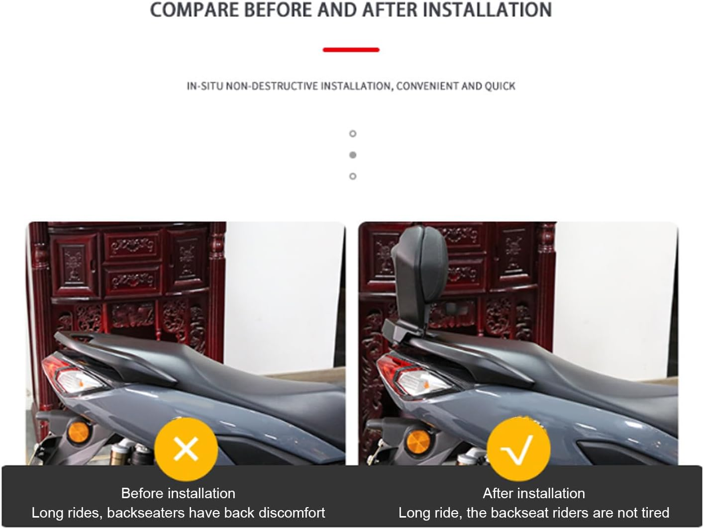 Jiawu Stylish Motorcycle Back Cushion Support Pad for NMAX 155 2020-2024, Comfortable Rider Backrest, Easy Installation image number 6