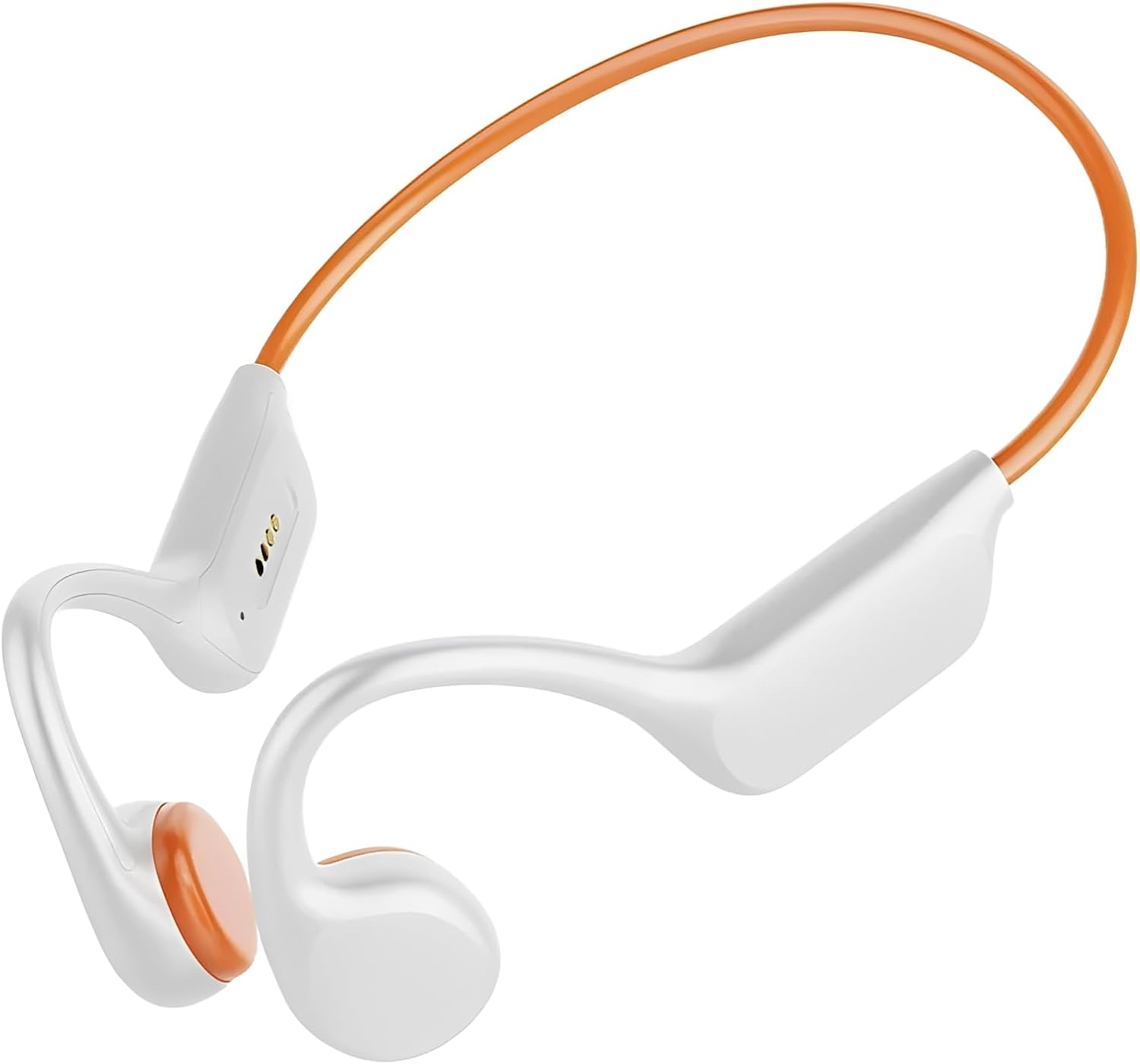 Bone Conduction Headphones, 32GB Memory Bluetooth Swimming Earphones with Luminous Breathing Lamp IPX8 Waterproof Headphone for Swimming, Running, Riding, White/Orange image number 1