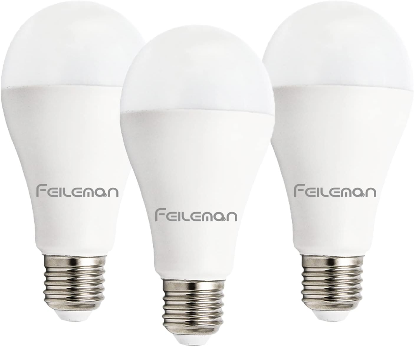 Feileman E27 LED Warm White 20 W Super Bright Light, 3000 K LED Light Bulb E27 20 W 2500 LM Replaces 153 W Halogen Bulb A65 LED Bulb High Brightness Ultra Bright Non-Dimmable Pack of 3 image number 2