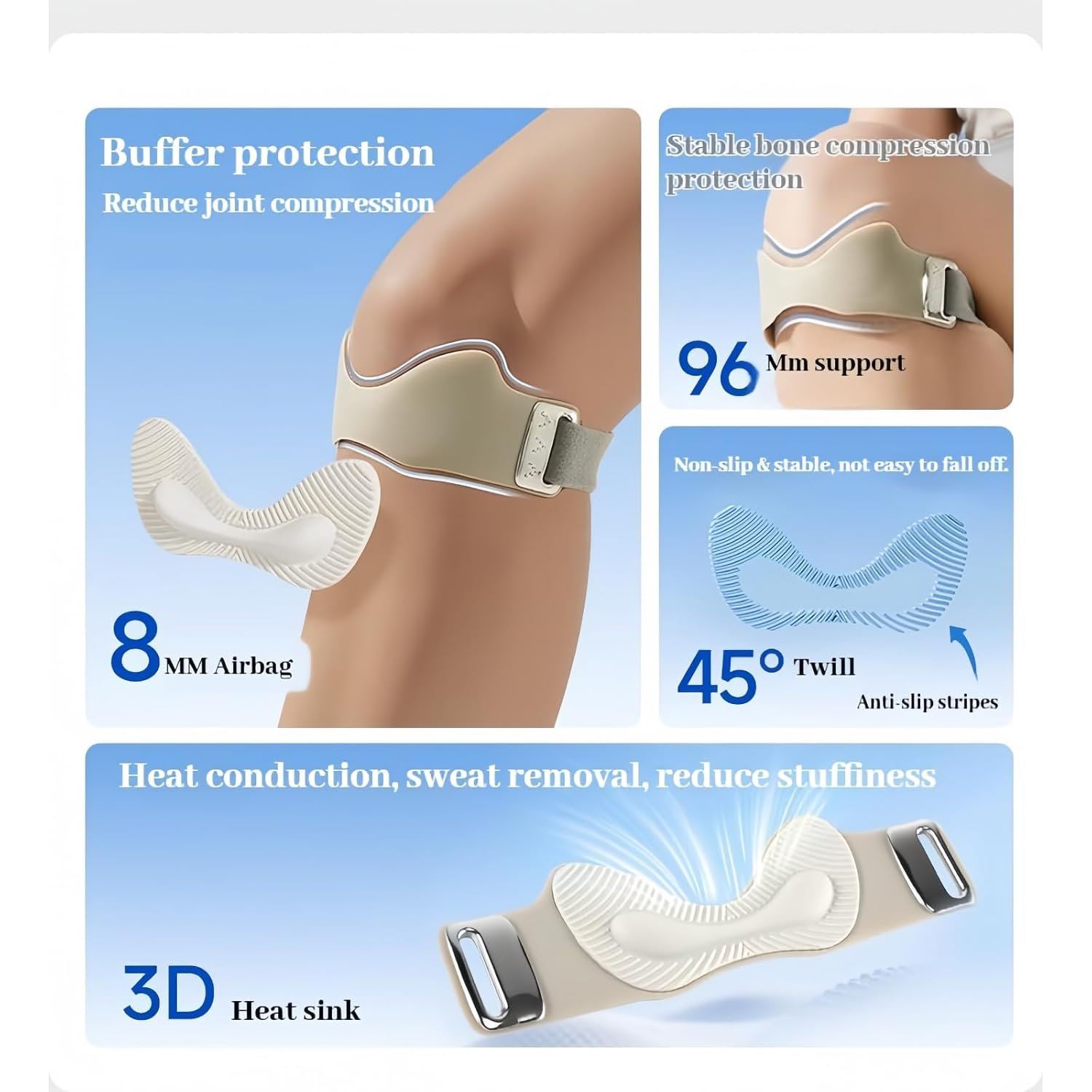 Flexwrap Knee Strap, Flex Wrap Silicone Patellar Tendon Support Strap, Adjustable Patella Support Band, Non-Slip Silicone, Knee Brace for Men Women Running Basketball Hiking (Black) - Black image number 3