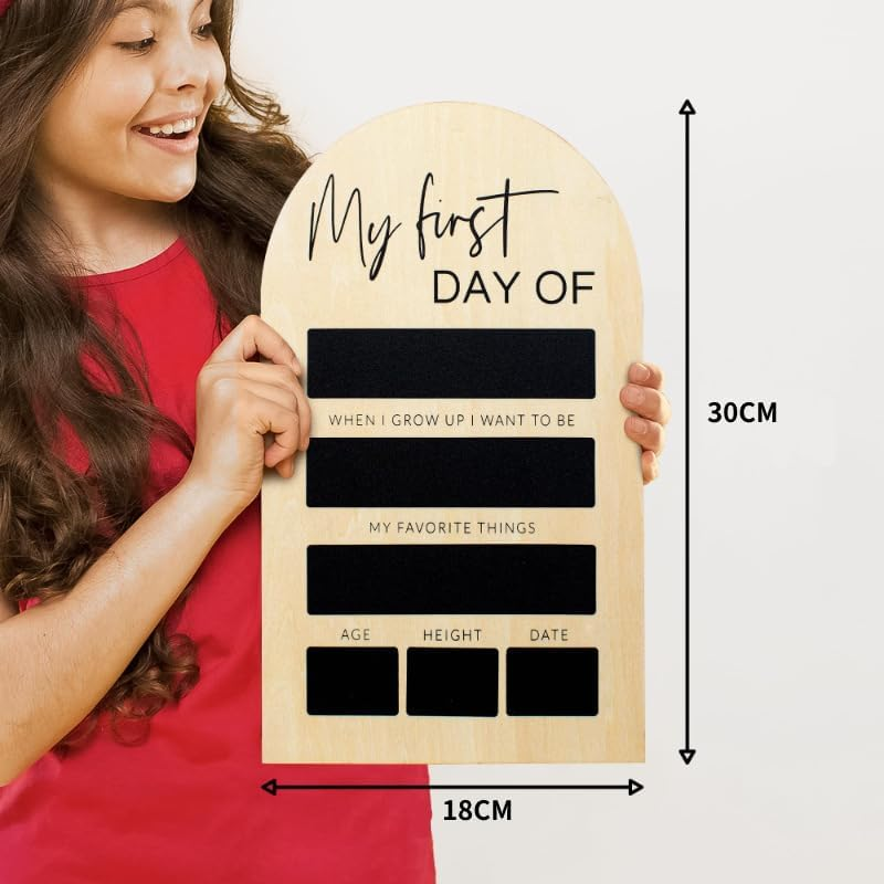 Weforu My First or Last Day of School Photo Board, Back to School Sign Chalk Board, School Sign Photo Props, Wooden 1St Day School Chalkboard of Preschool Pre-K, Kindergarten image number 4