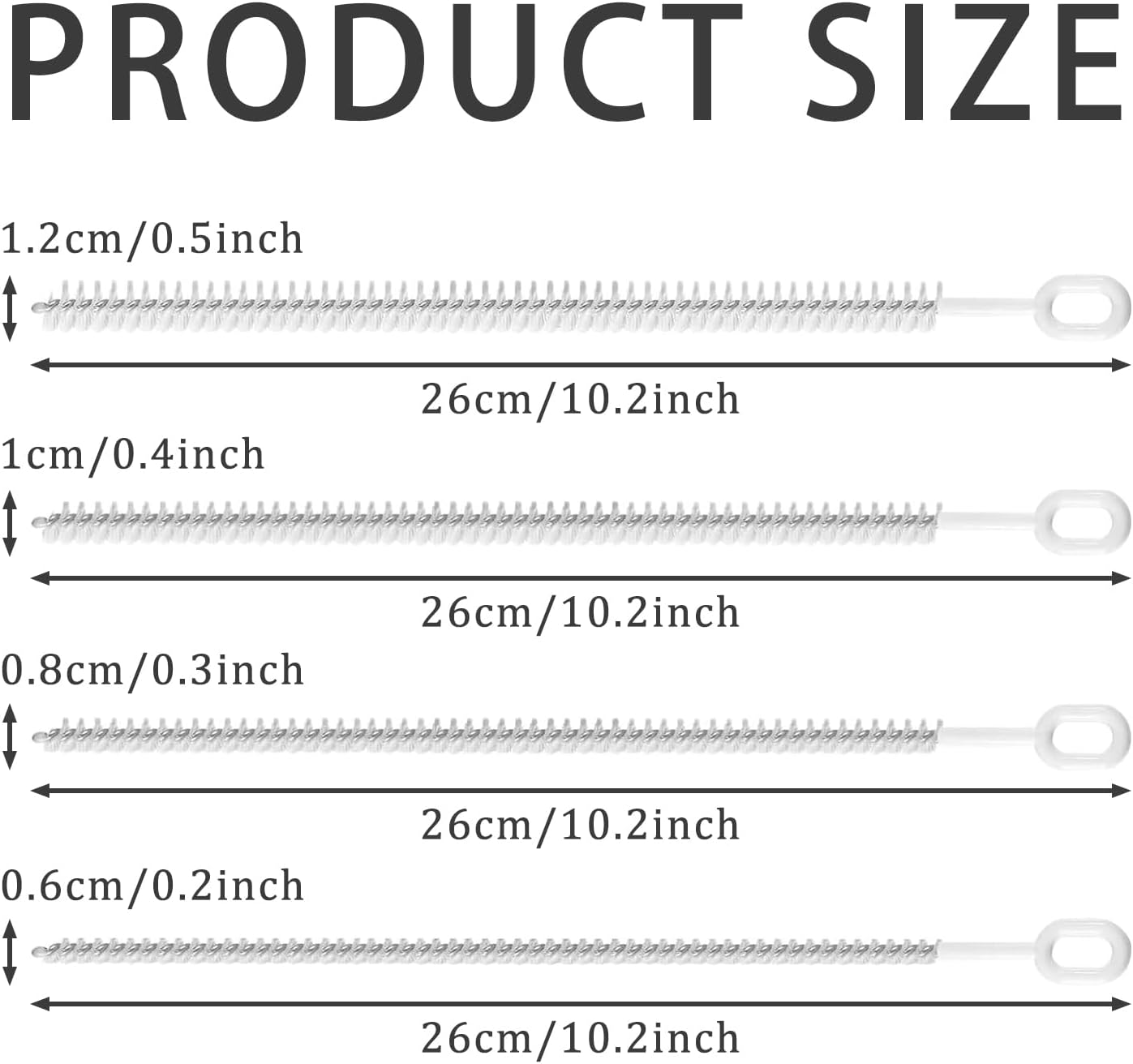 SYEYCW Straw Cleaning Brush Set Extra Long Straws Cleaning Tool 6Mm 8Mm 10Mm 12Mm Reusable Straw Brush for Straws Bendable Crevice Tool for Water Bottles image number 1