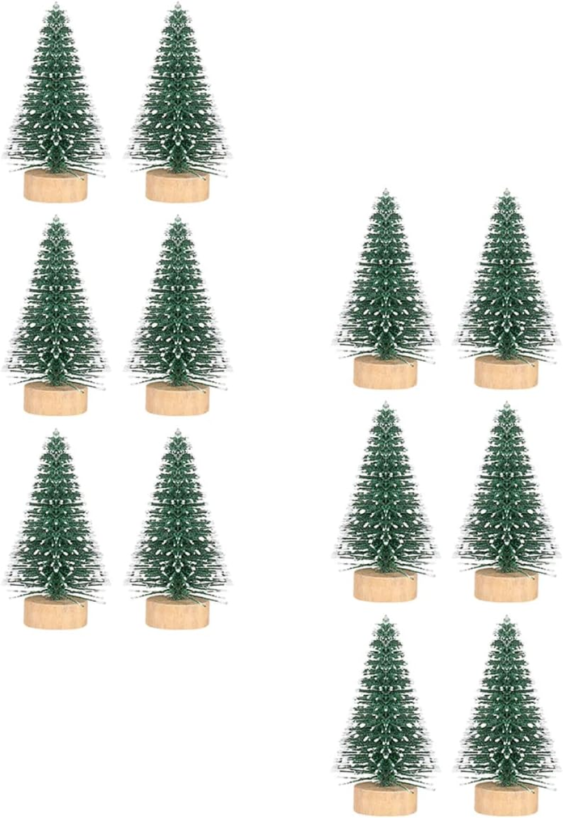 Outanaya 12Pcs Mini Christmas Tree Ornaments Natural Cedar Material for Xmas Tree Decor and Tabletop Display image number 5
