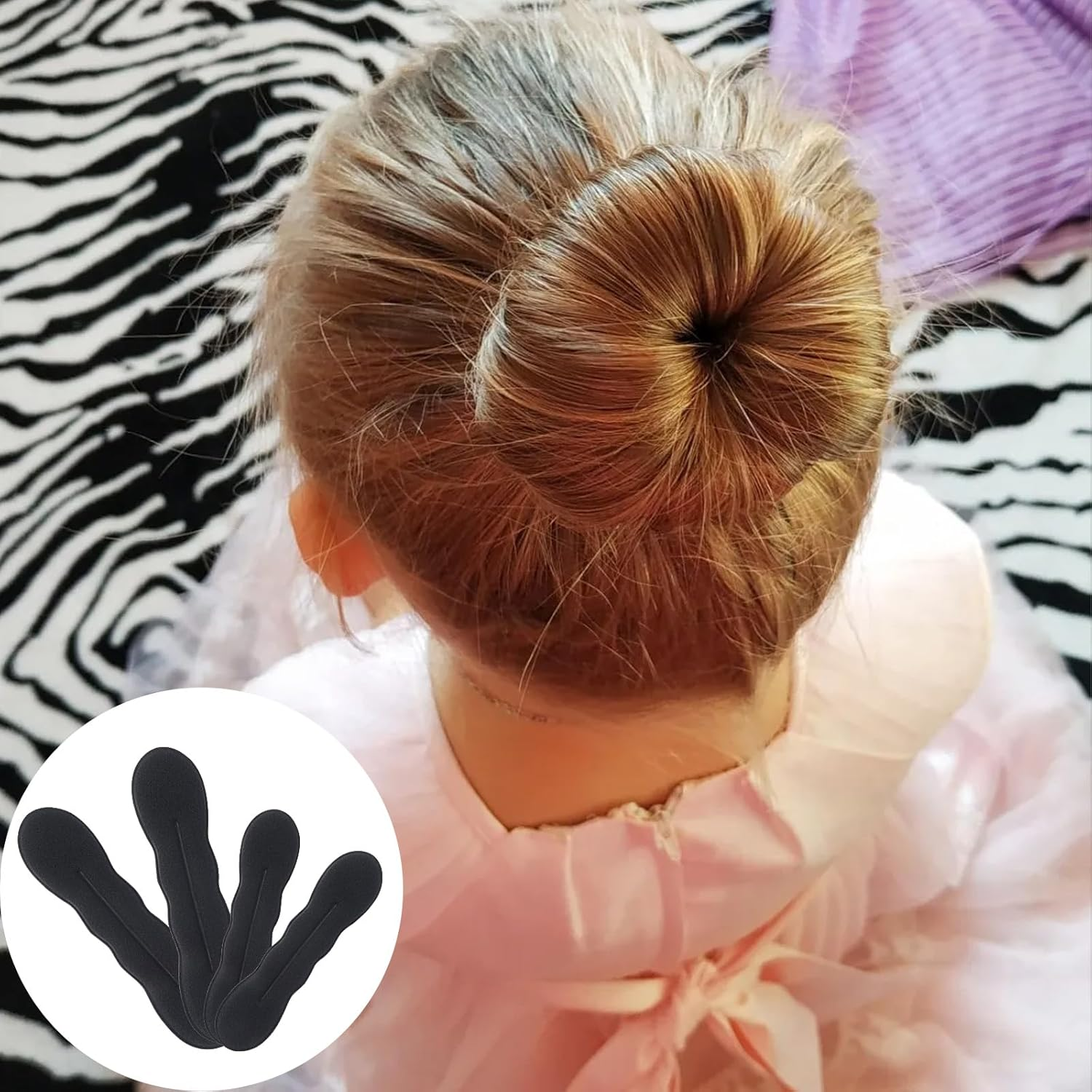 4 Pack Hair Bun Maker for Women - 2 Small and 2 Large Non-Slip Foam Bun Shapers for Easy Updos, Curler Bun Clips, Reusable Magic Bun Curler image number 4