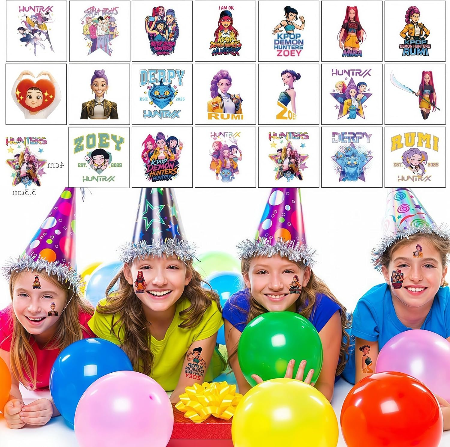 40Pcs Kpop Demon Hunters Temporary Tattoos for Kids,Birthday Party Supplies Decoration Favors,Cartoon Characters Movie Cute Sticker Gifts for Girl Boys Home Activity Class Prizes Christmas Rewards image number 3