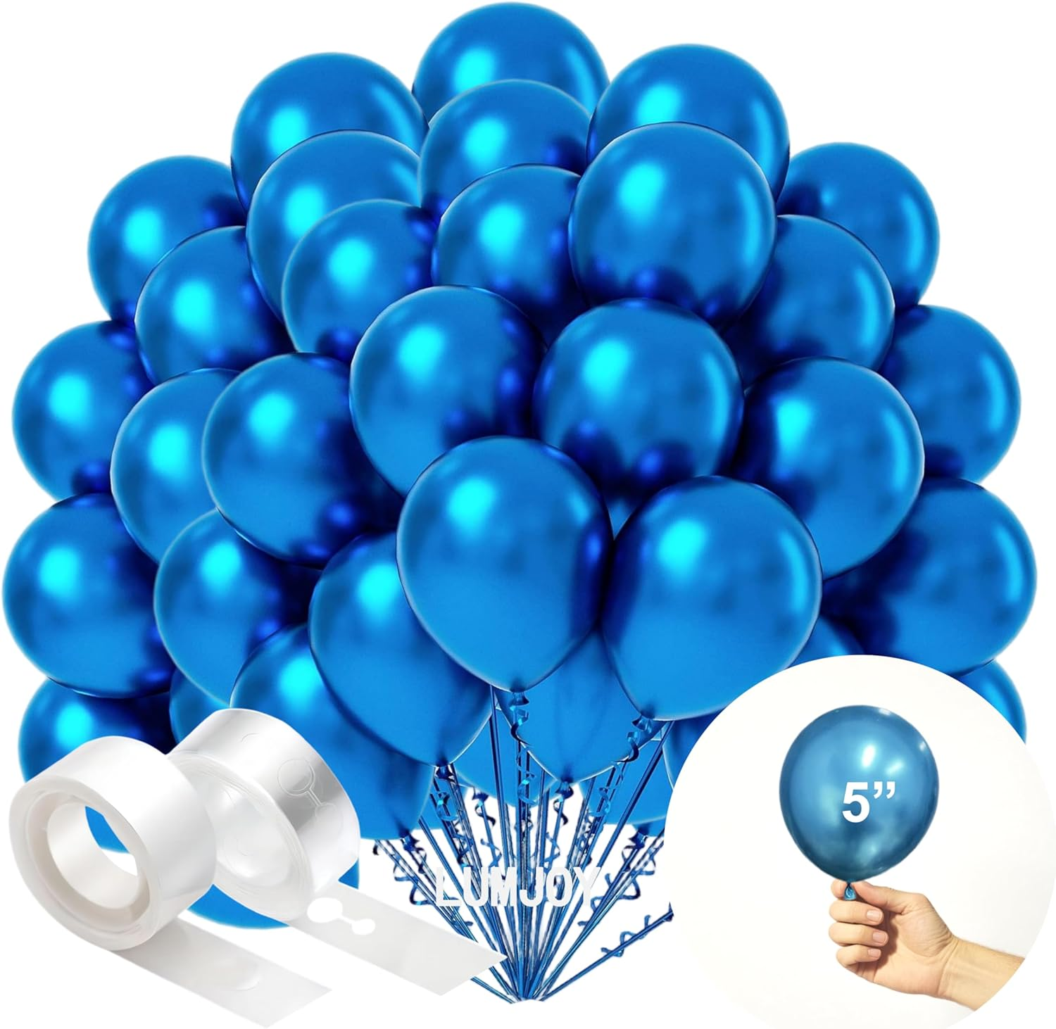 Lumjoy Green Metallic Balloons 100 Pack, 5 Inch (12Cm) Shiny Latex Balloons with Glue Dots & Strip for Weddings, Birthday, Baby Showers & Party Decorations