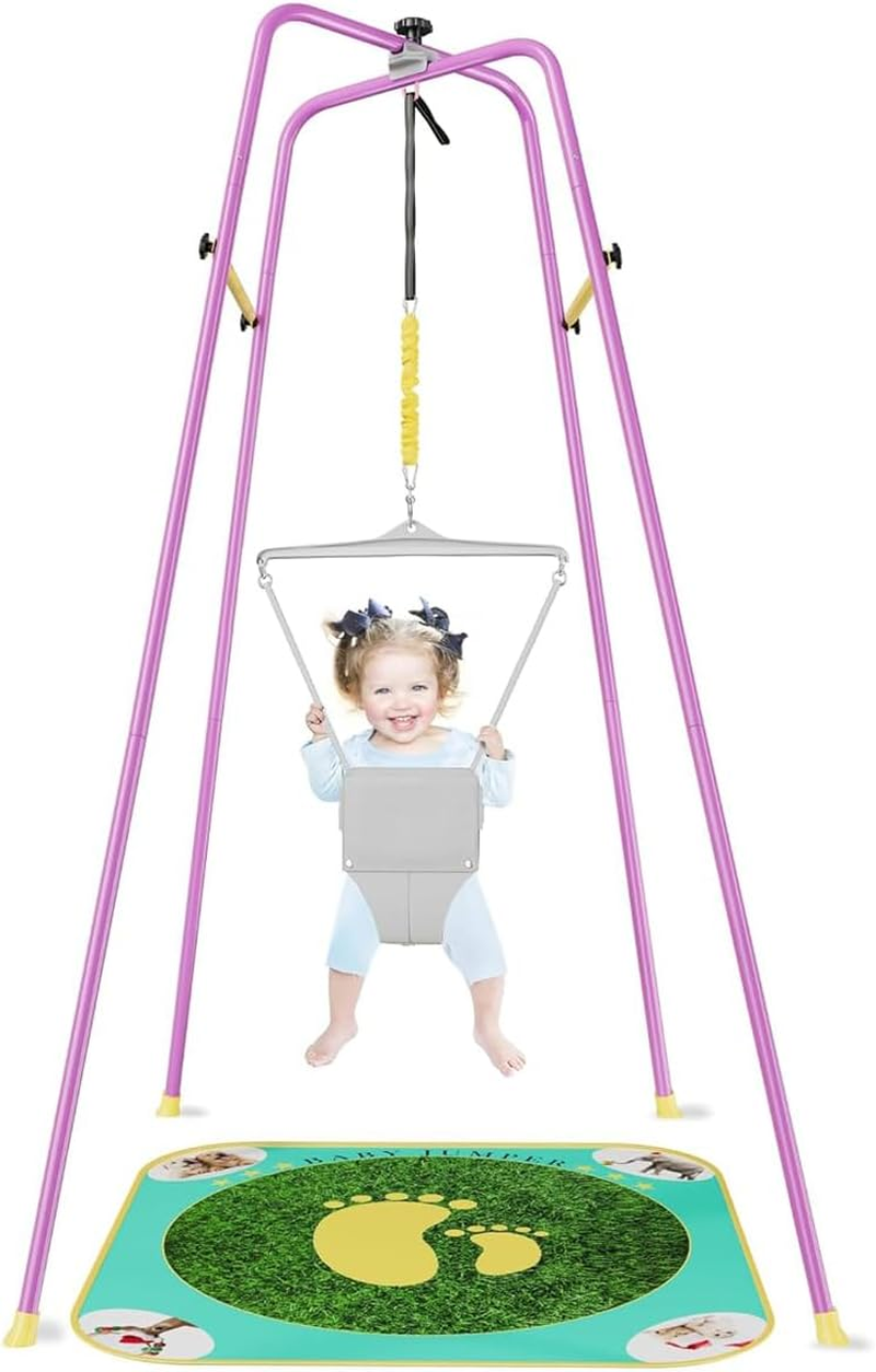 Baby Jumper with Stand &ndash; Height-Adjustable Bouncer & Exerciser for 6-24 Months, Indoor/Outdoor Use, Tool-Free Setup