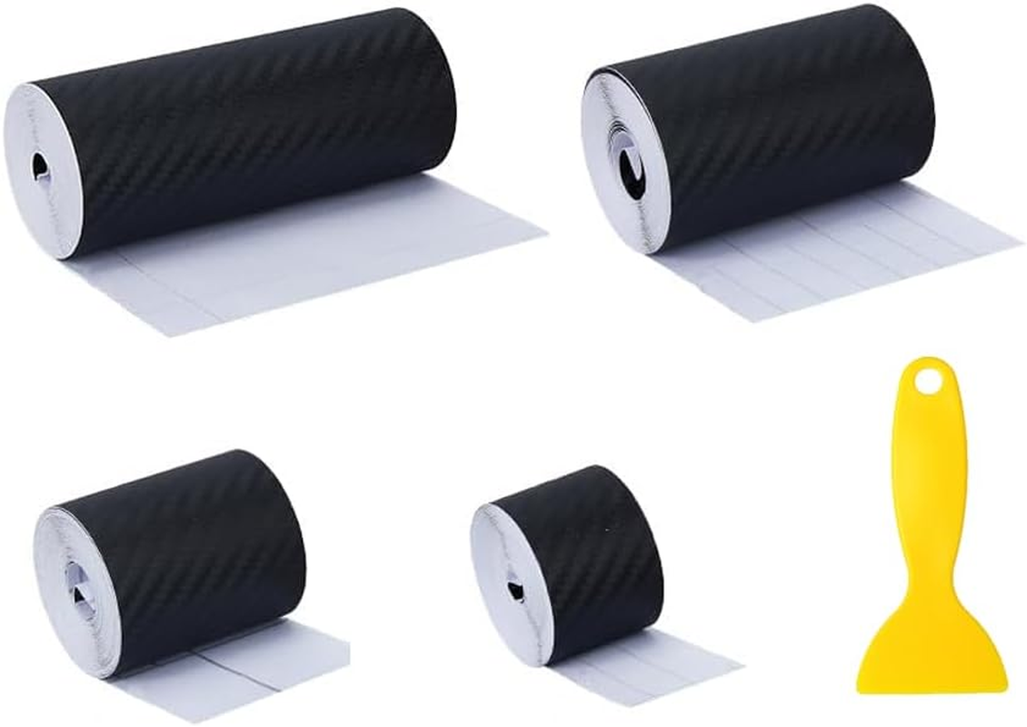4 Rolls Carbon Fiber Vinyl Wrap Tape with Scraper Tool for Car Detailing and Sticker Application image number 5